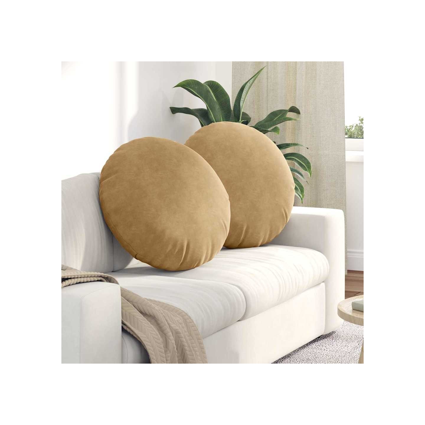 Coussins de siège 2 pc Velours Marron Ø 80 x 29 cm
