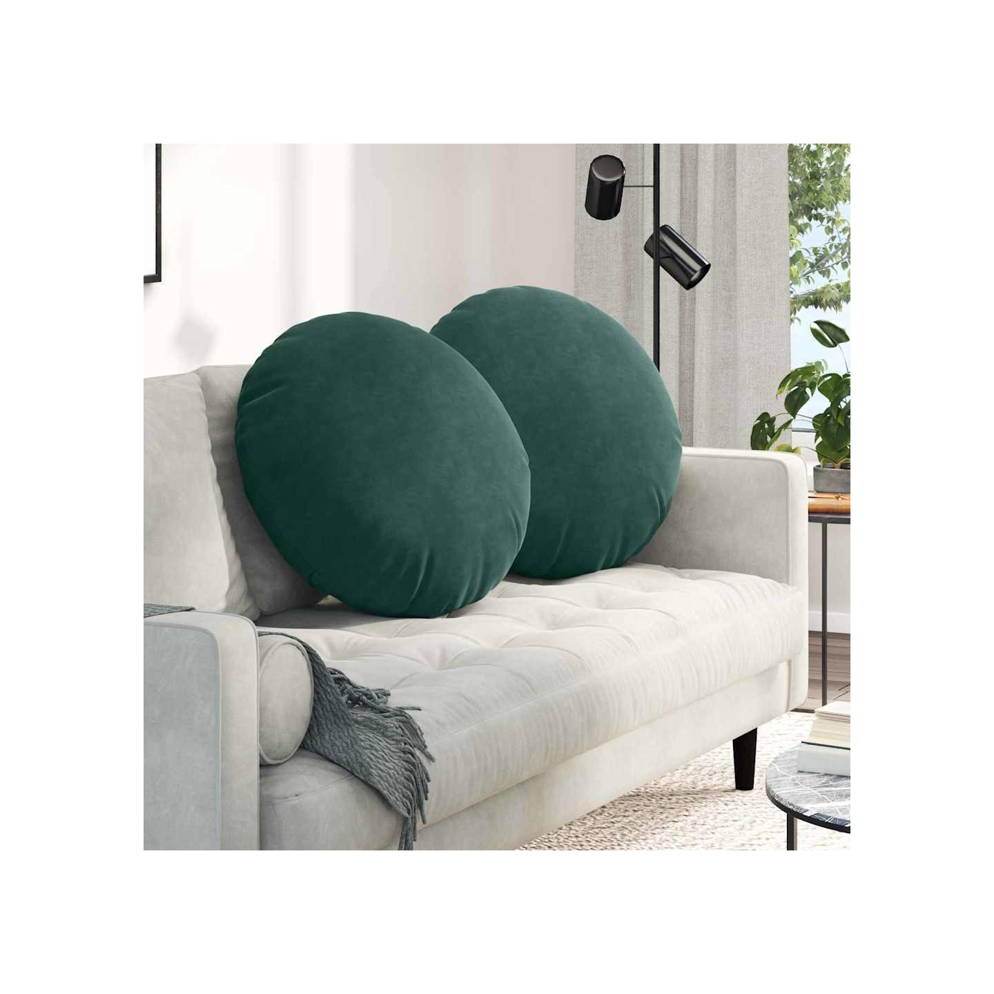 Coussins de siège 2 pc Velours Vert foncé Ø 80 x 29 cm