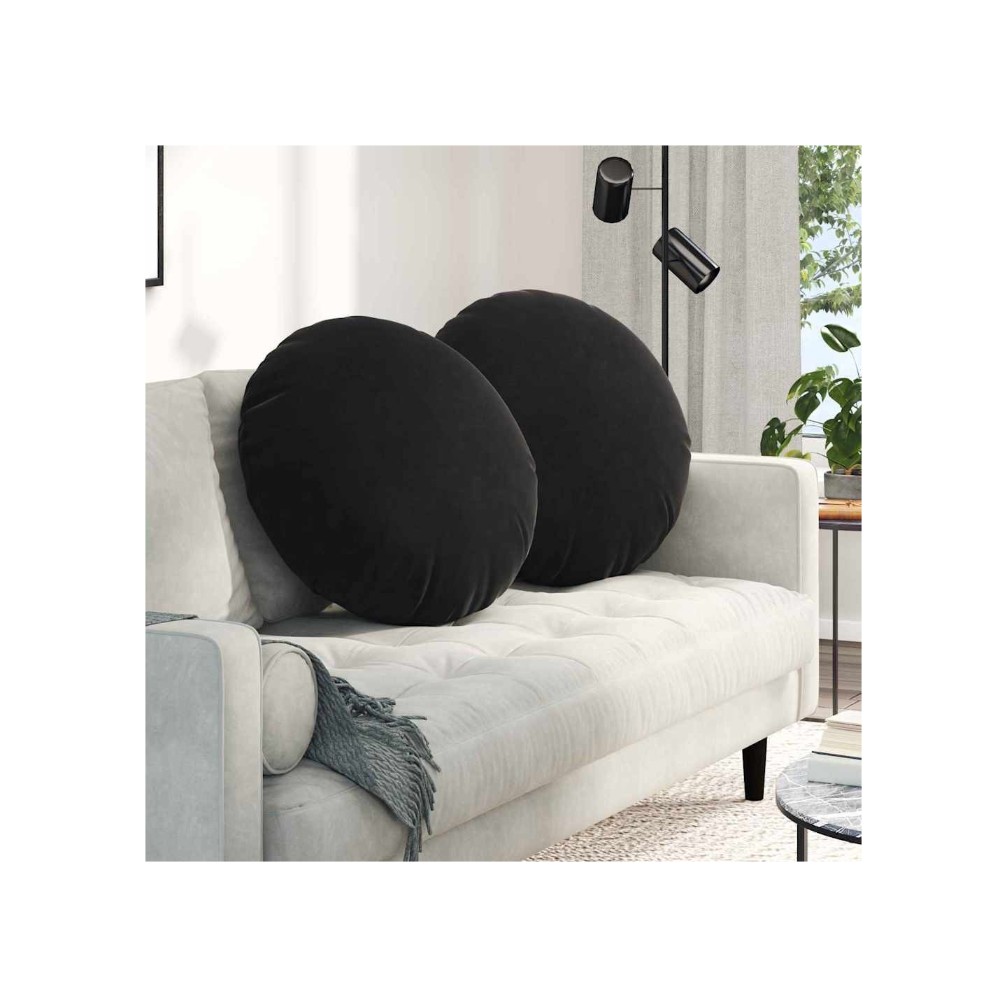 Coussins de siège 2 pc Velours Noir Ø 80 x 29 cm