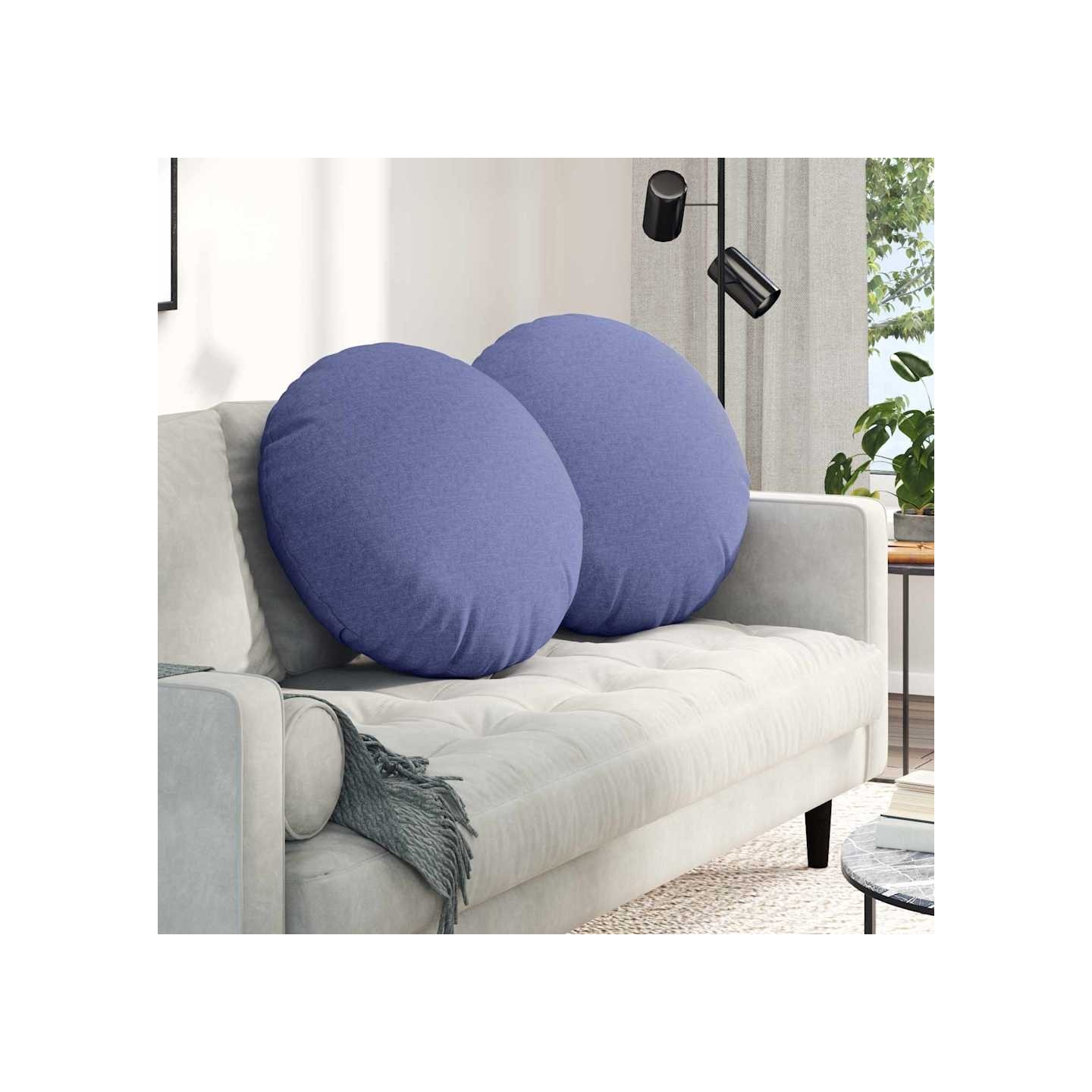Coussins de siège 2 pc Tissu Bleu denim Ø80 x 29 cm
