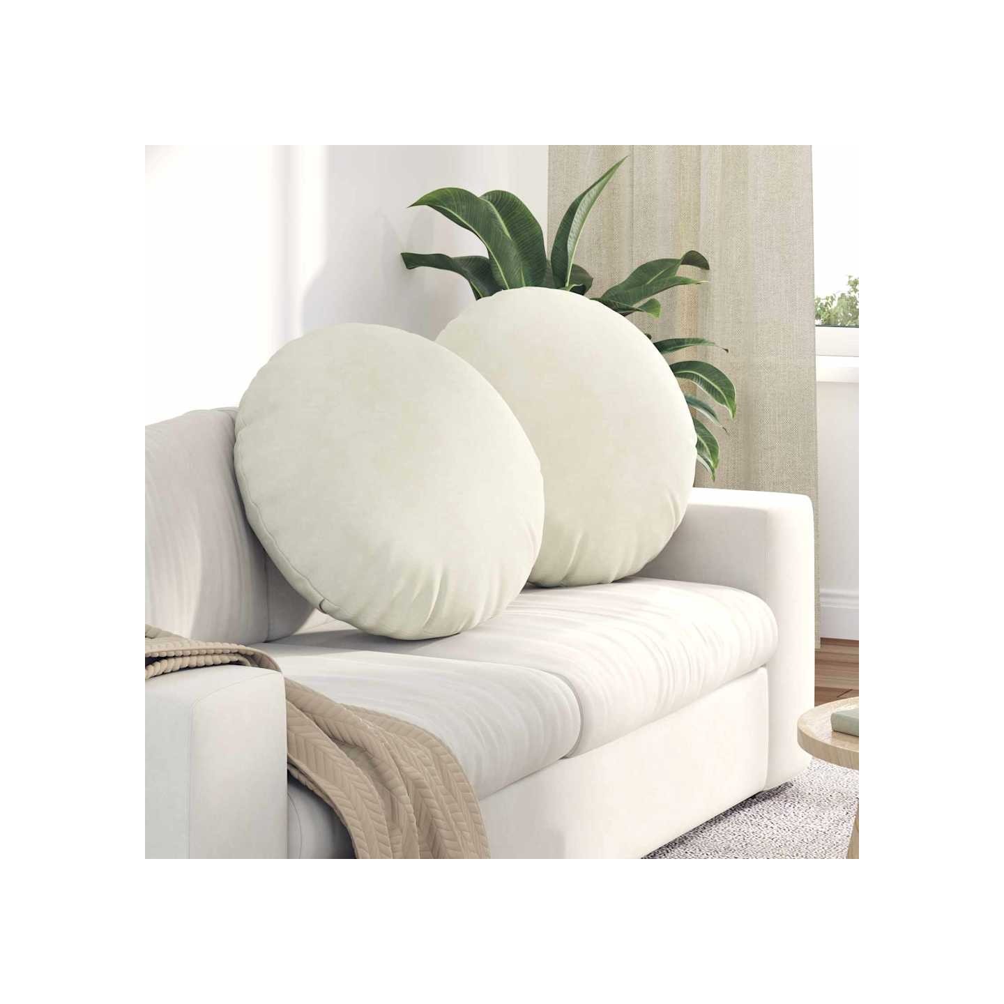 Coussins de siège 2 pc Velours Crème Ø 80 x 29 cm