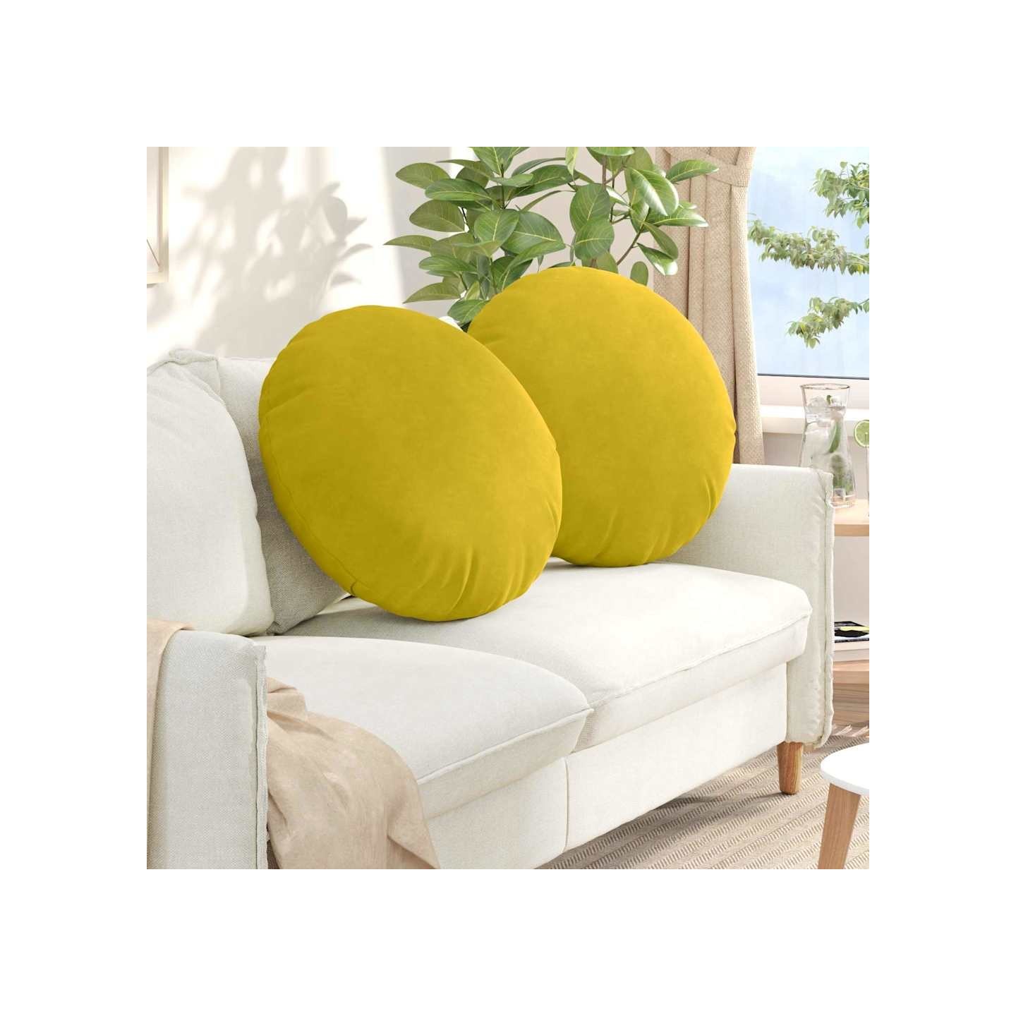 Coussins de siège 2 pc Velours Jaune Ø 80 x 29 cm