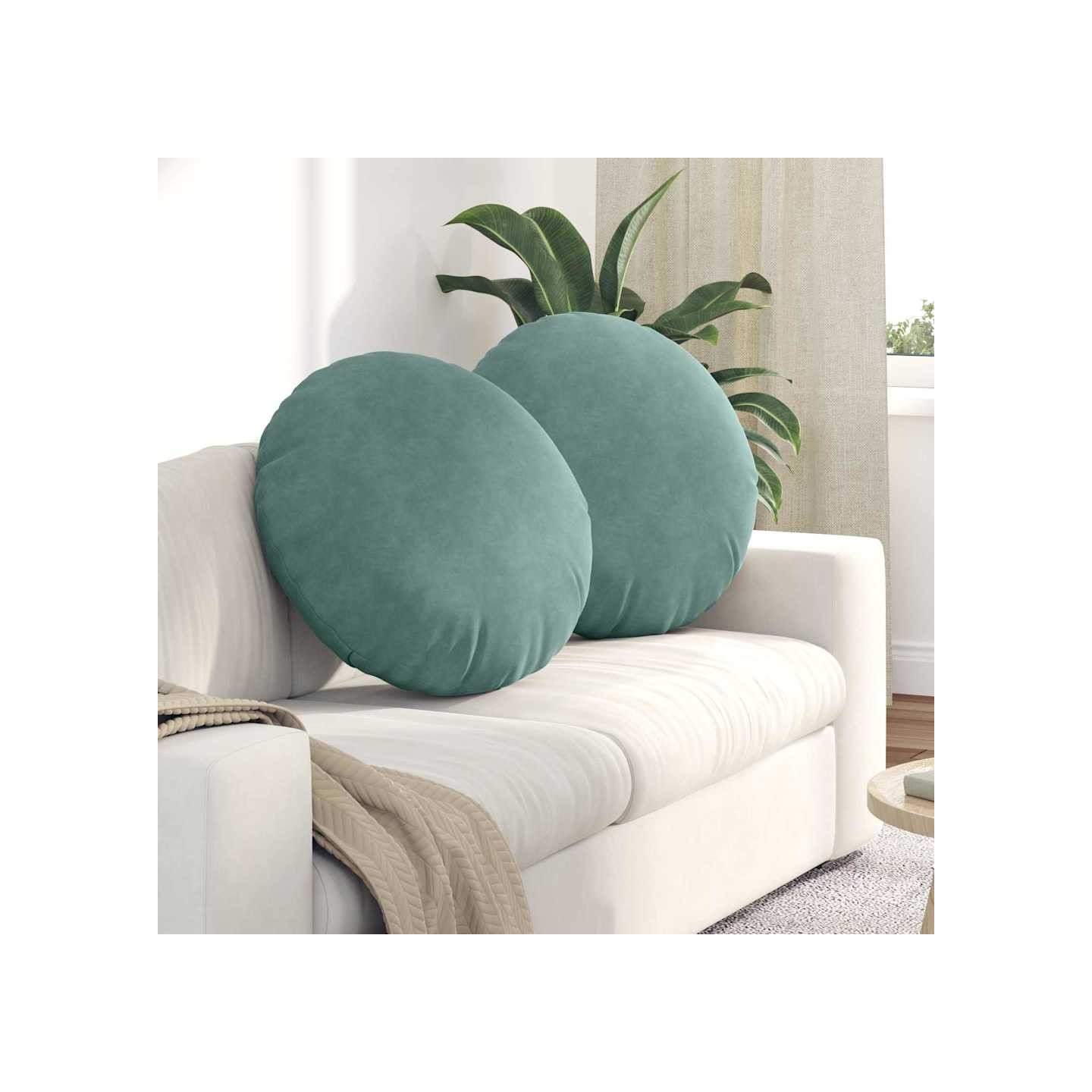 Coussins de siège 2 pcs Vert Mer Ø 40 x 13 cm Velours
