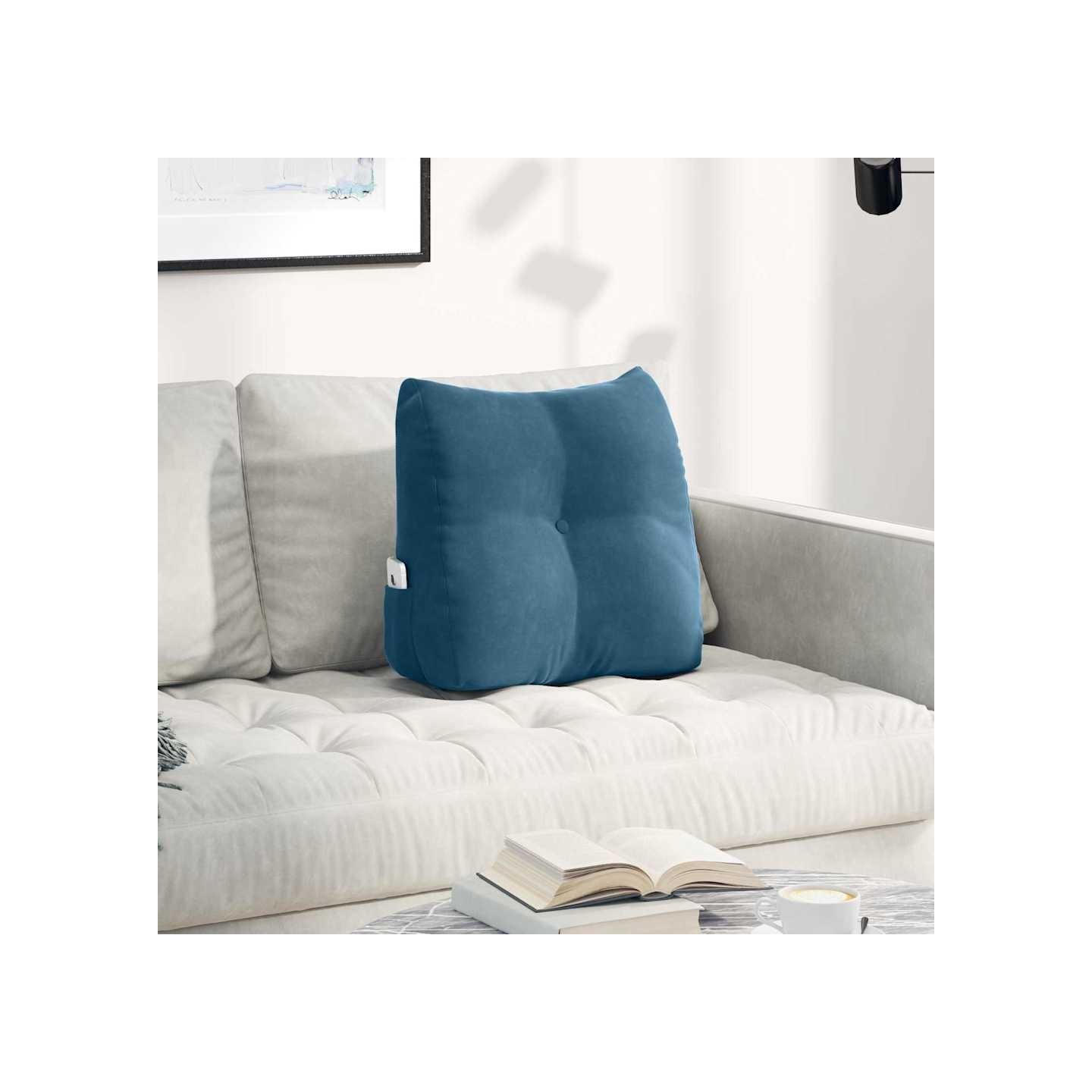 Coussin de Dos Bleu 45 x 50 x 24 cm Velours