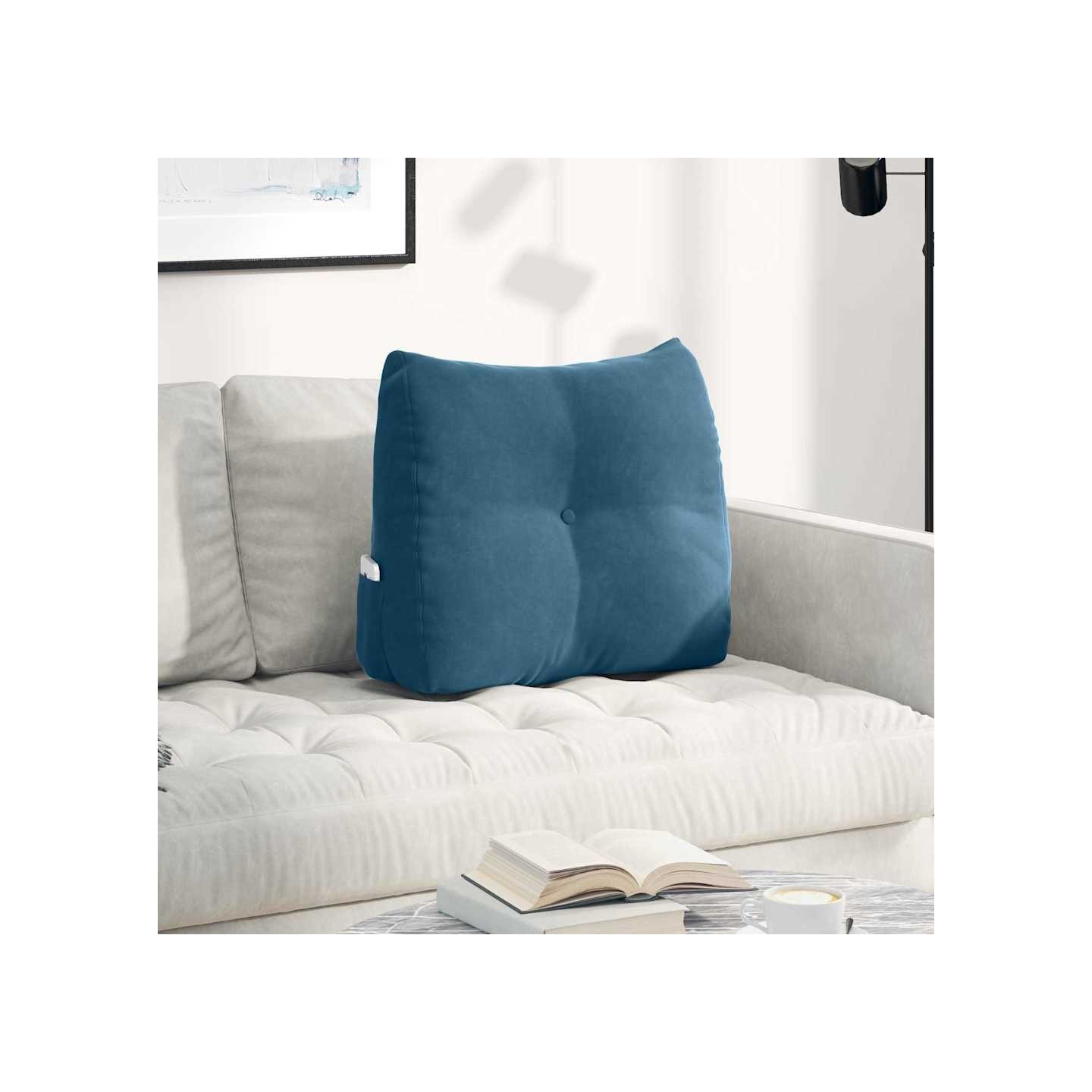 Coussin de Dos Bleu 60 x 50 x 24 cm Velours