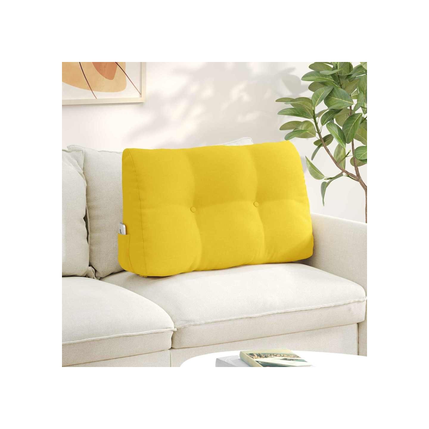 Coussin de Dos Jaune clair 80 x 50 x 24 cm tissu