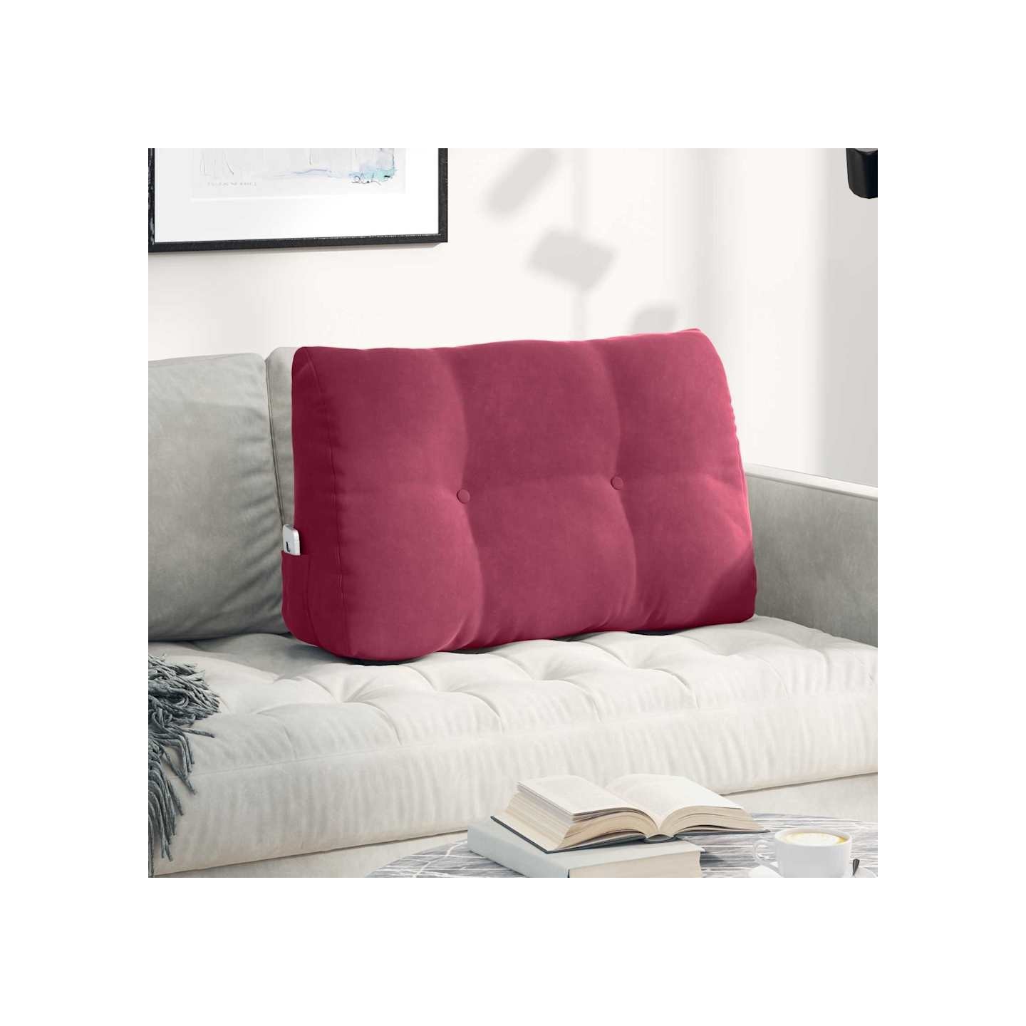 Coussin de Dos Bordeaux 80 x 50 x 24 cm Velours