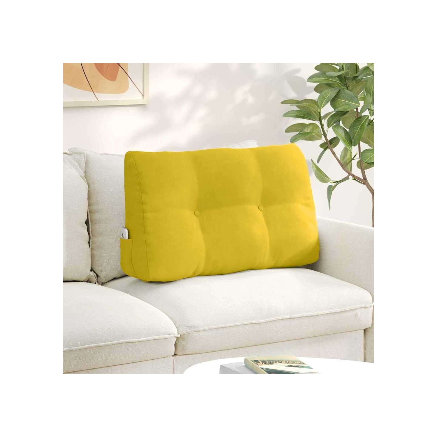 Coussin de Dos Jaune 80 x 50 x 24 cm Velours