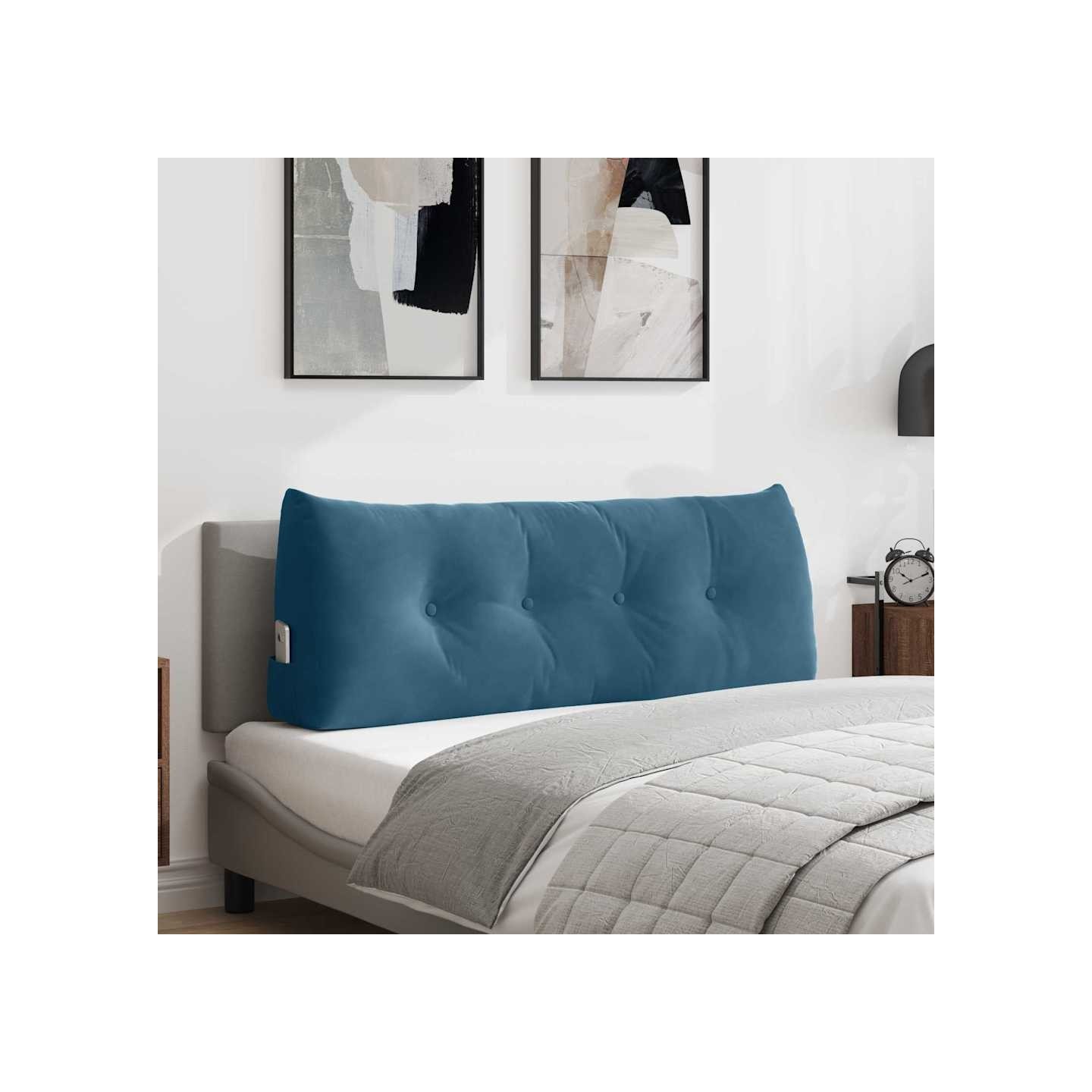 Coussin de Dos Bleu 120 x 50 x 24 cm Velours