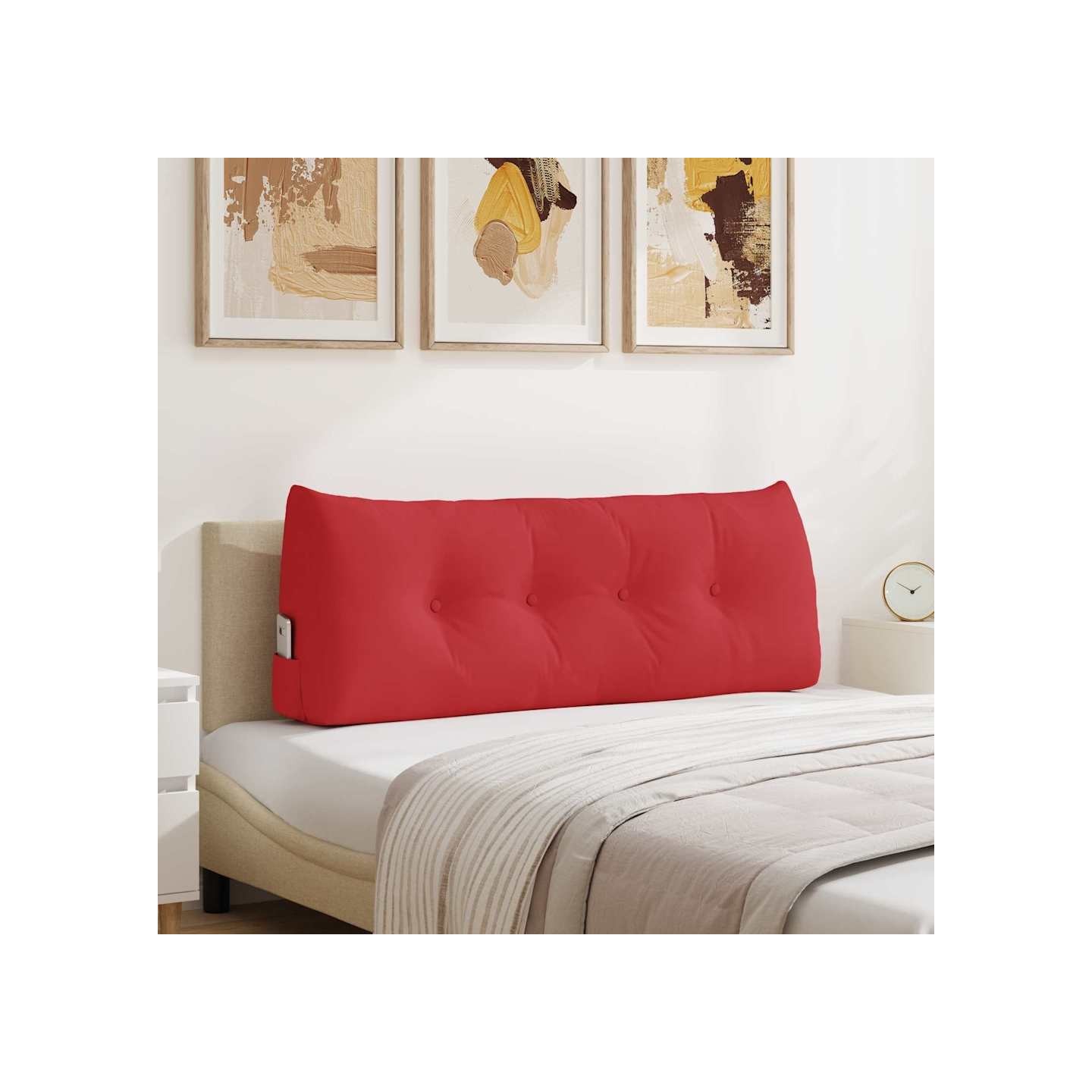 Coussin de Dos Rouge 120 x 50 x 24 cm tissu