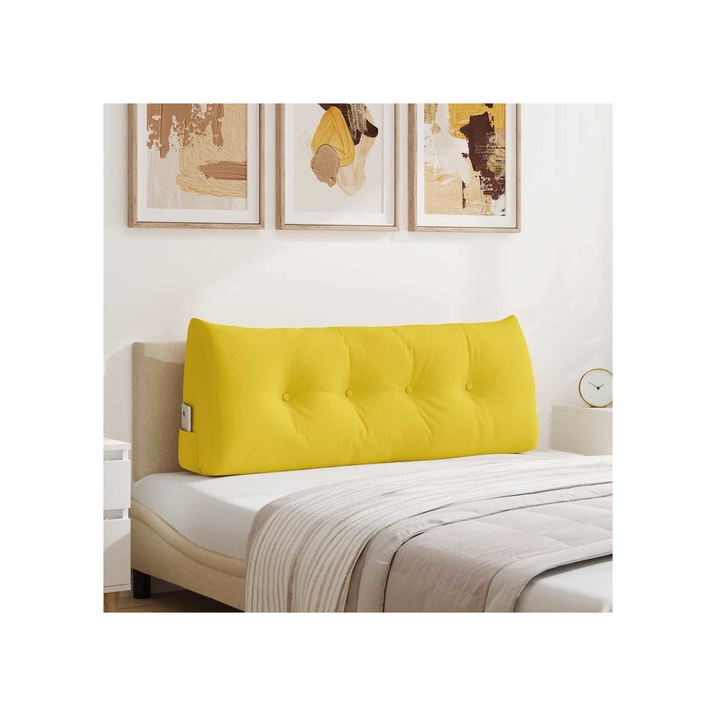 Coussin de Dos Jaune clair 120 x 50 x 24 cm tissu