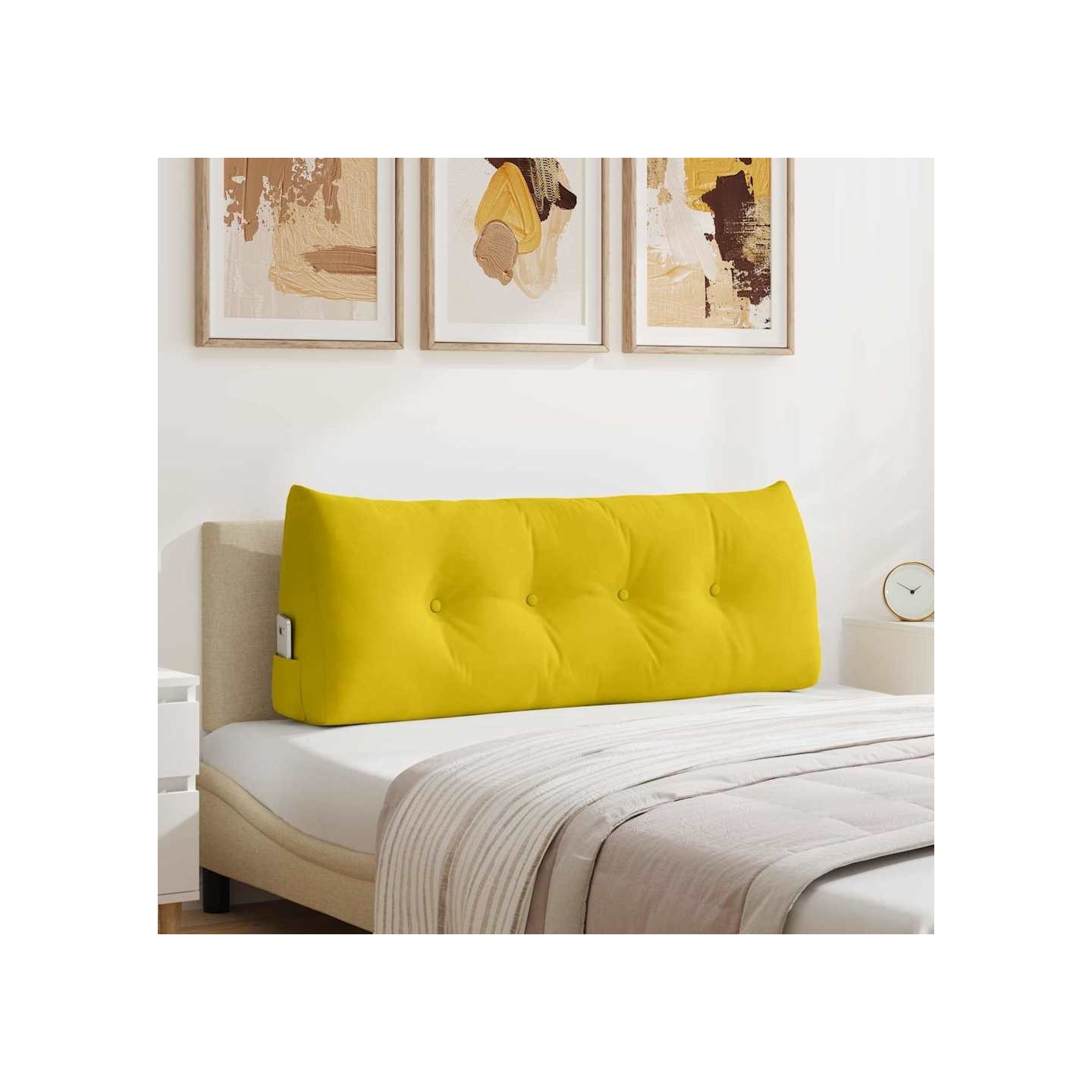 Coussin de Dos Jaune 120 x 50 x 24 cm Velours