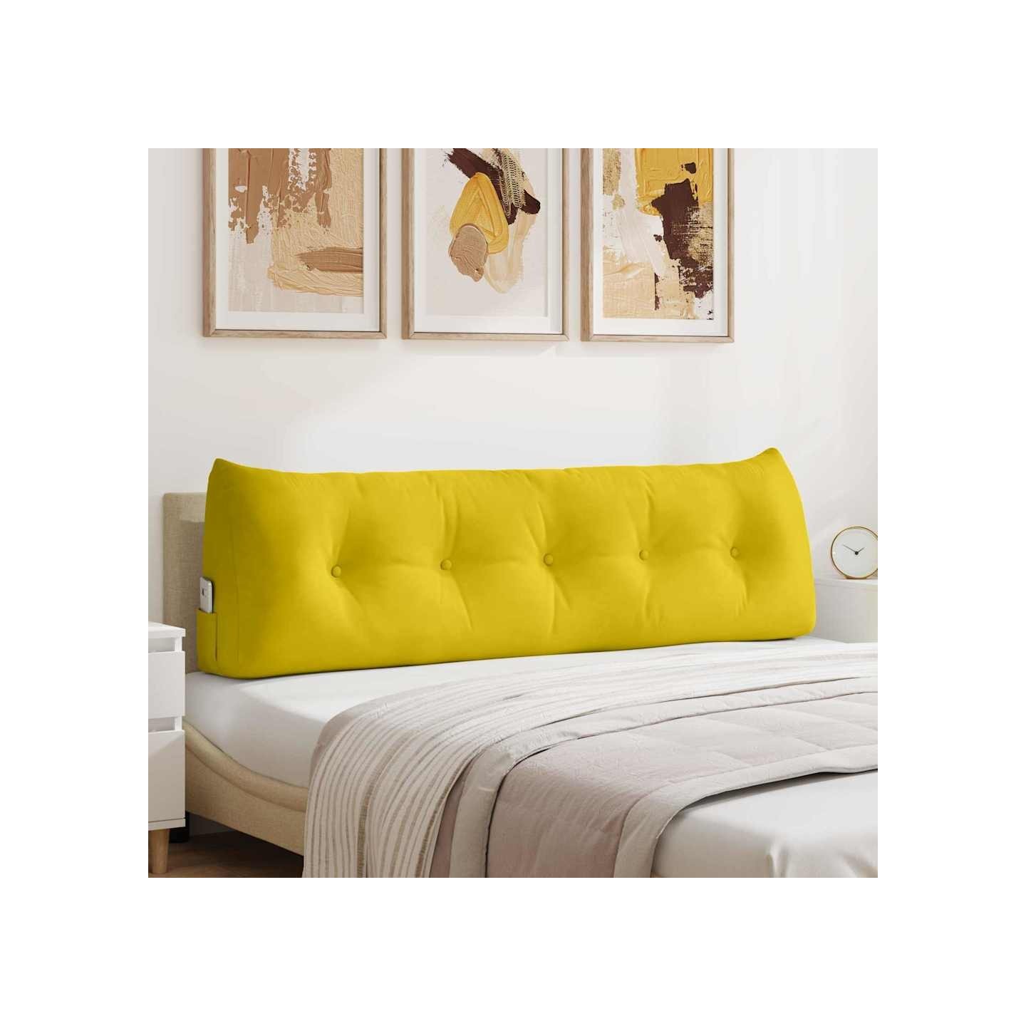 Coussin de Dos Jaune 160 x 50 x 24 cm Velours