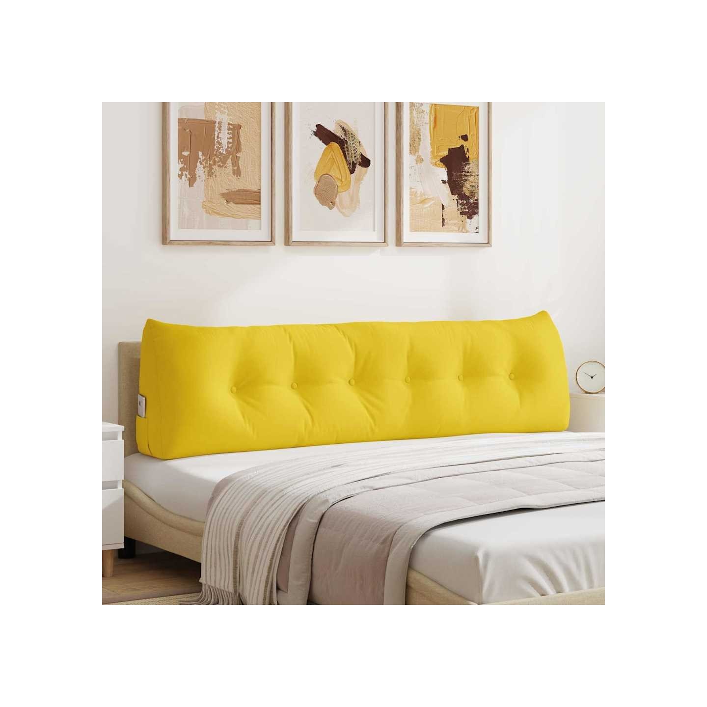 Coussin de Dos Jaune clair 180 x 50 x 24 cm tissu