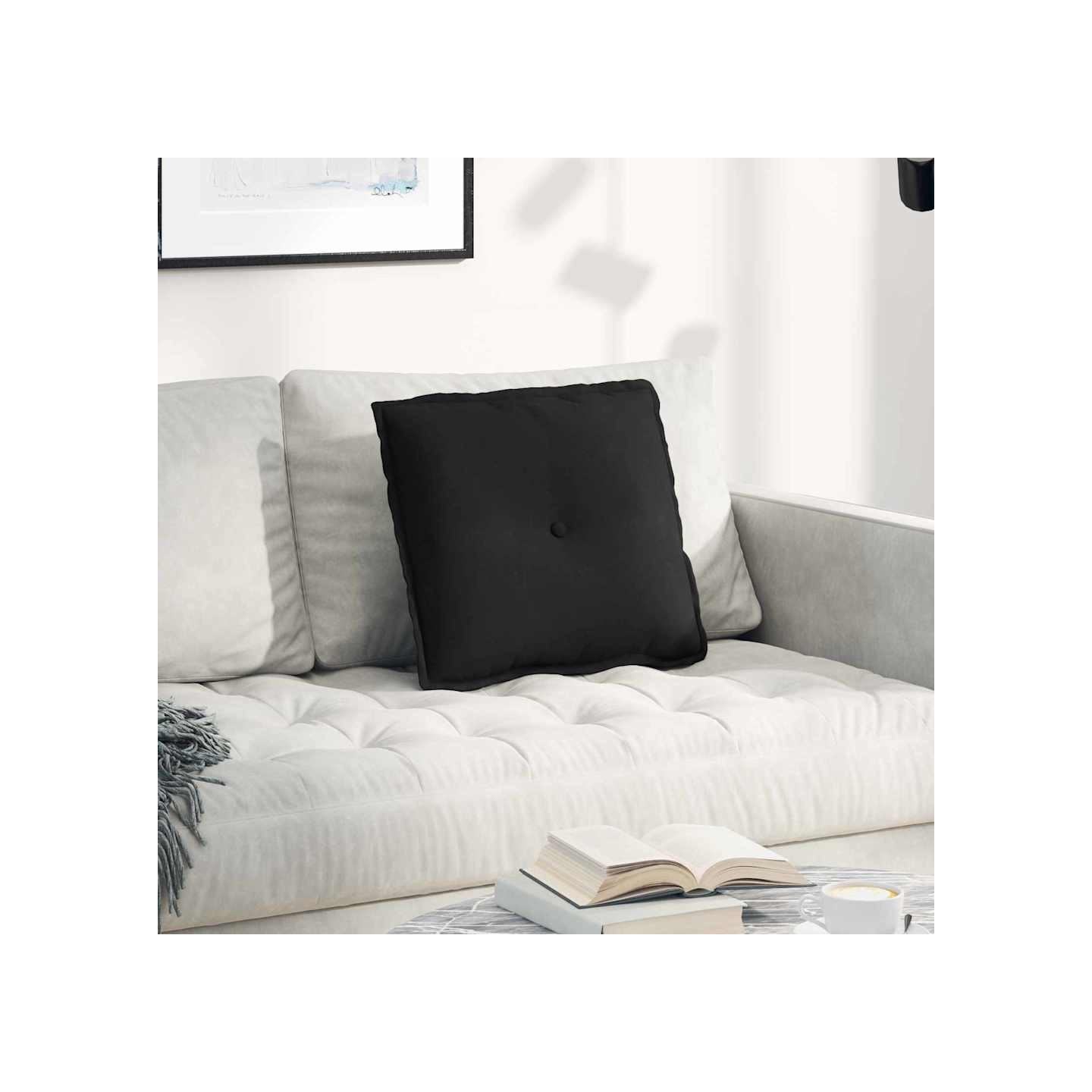 Coussin de Dos Noir 50 x 45 x 19 cm Tissu en microfibre