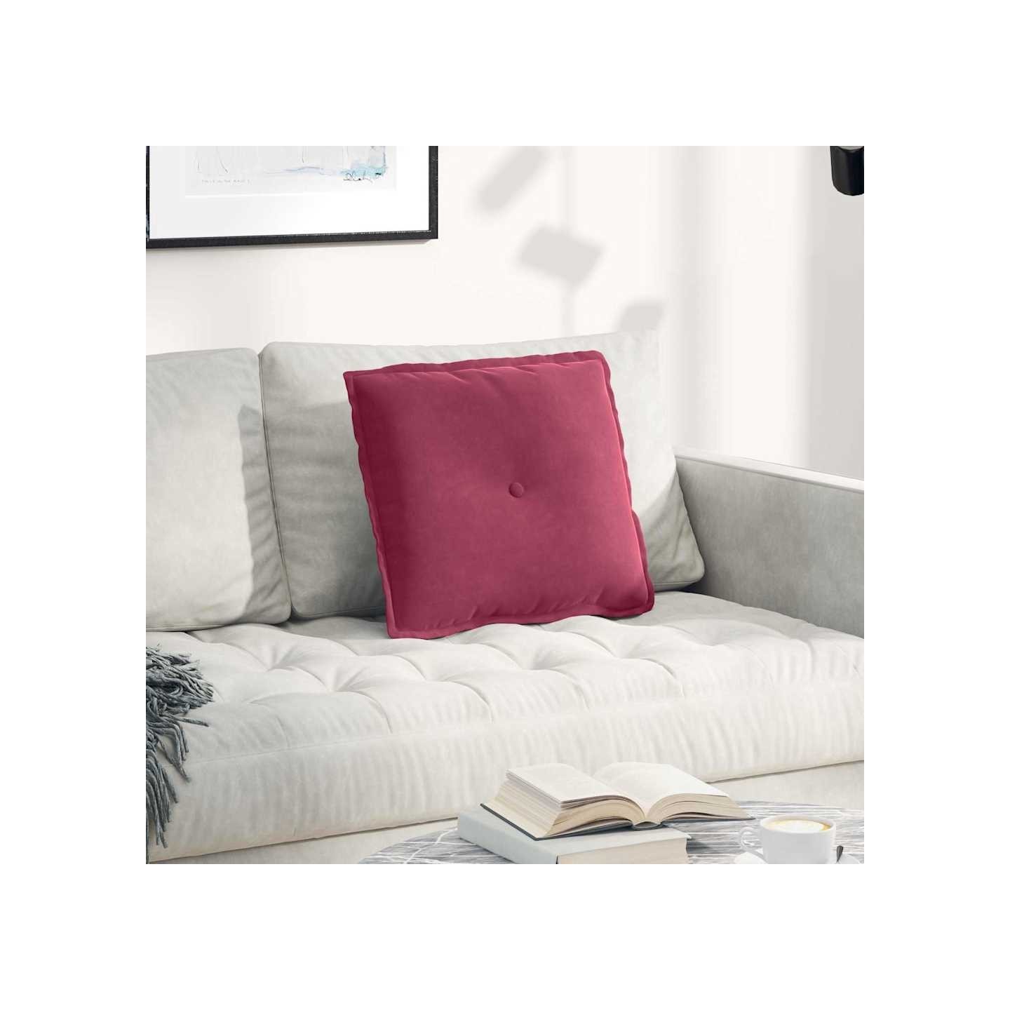 Coussin de Dos Bordeaux 50 x 45 x 19 cm Tissu en velours côtelé