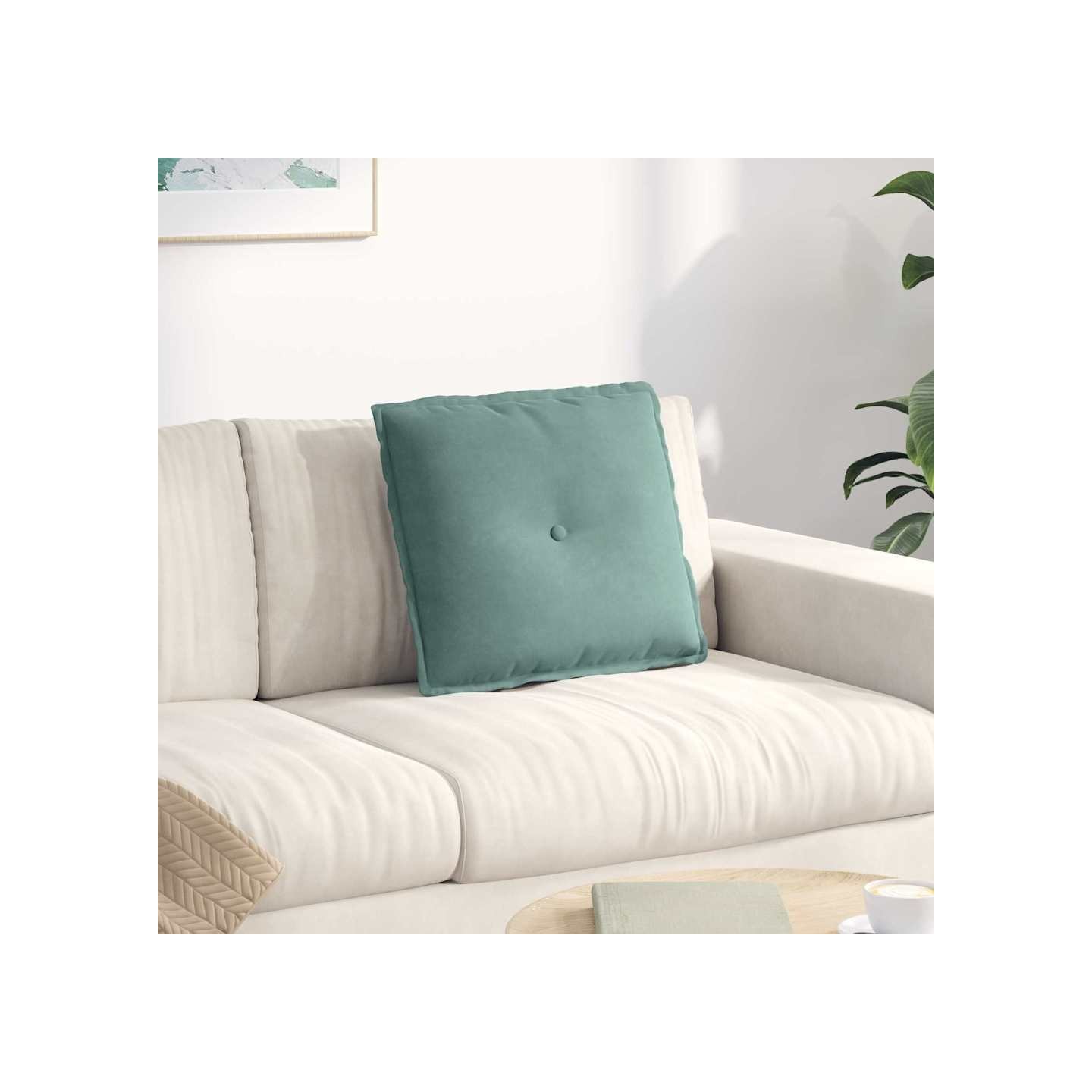 Coussin de Dos Vert Mer 50 x 45 x 19 cm Tissu en velours côtelé