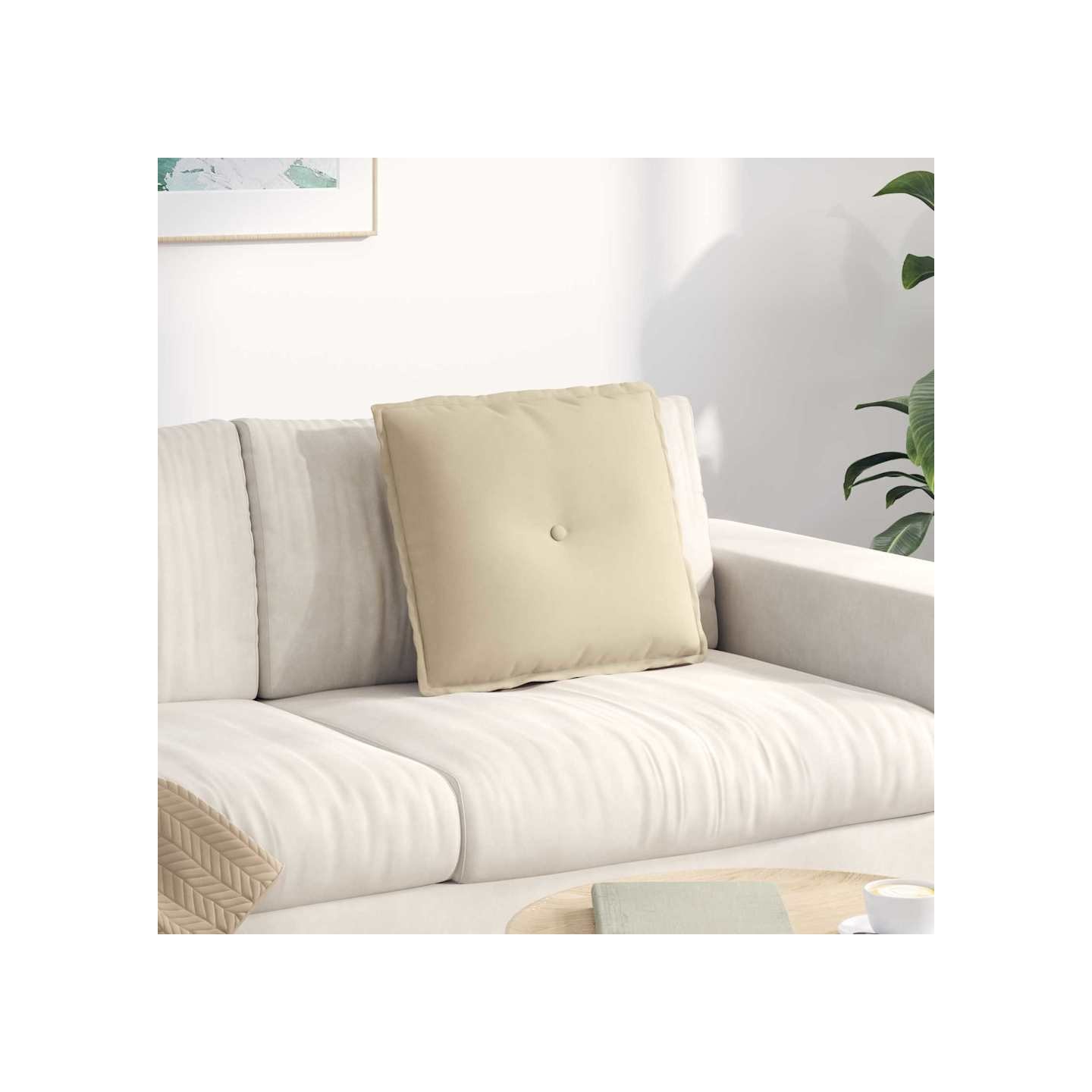 Coussin de Dos Crème 50 x 45 x 19 cm Tissu en microfibre