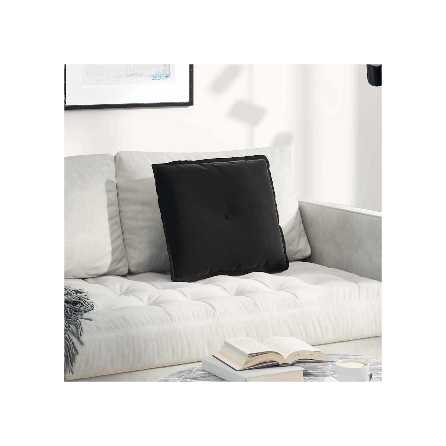 Coussin de Dos Noir 50 x 45 x 19 cm Tissu en velours côtelé