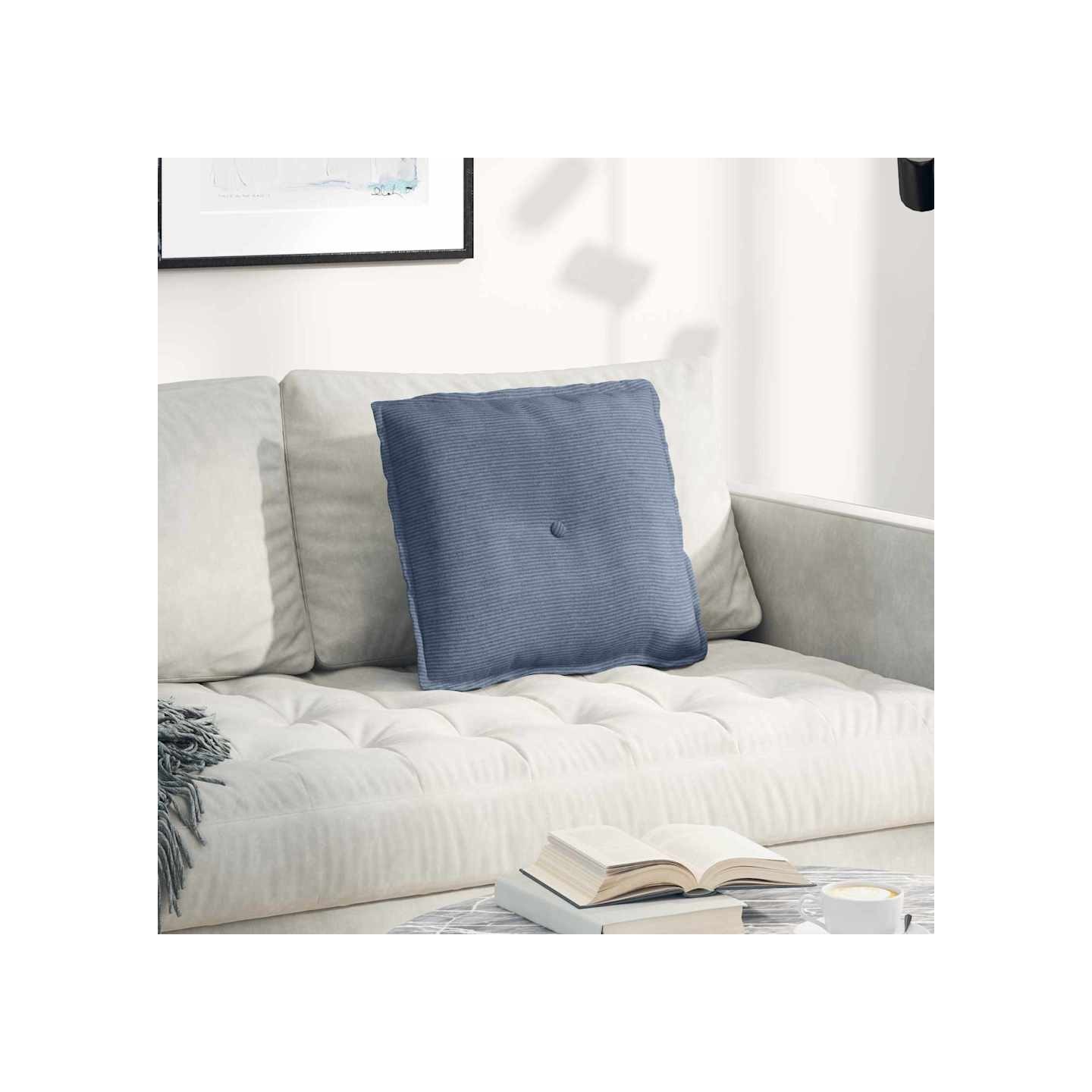 Coussin de Dos Bleu 50 x 45 x 19 cm Tissu en velours côtelé