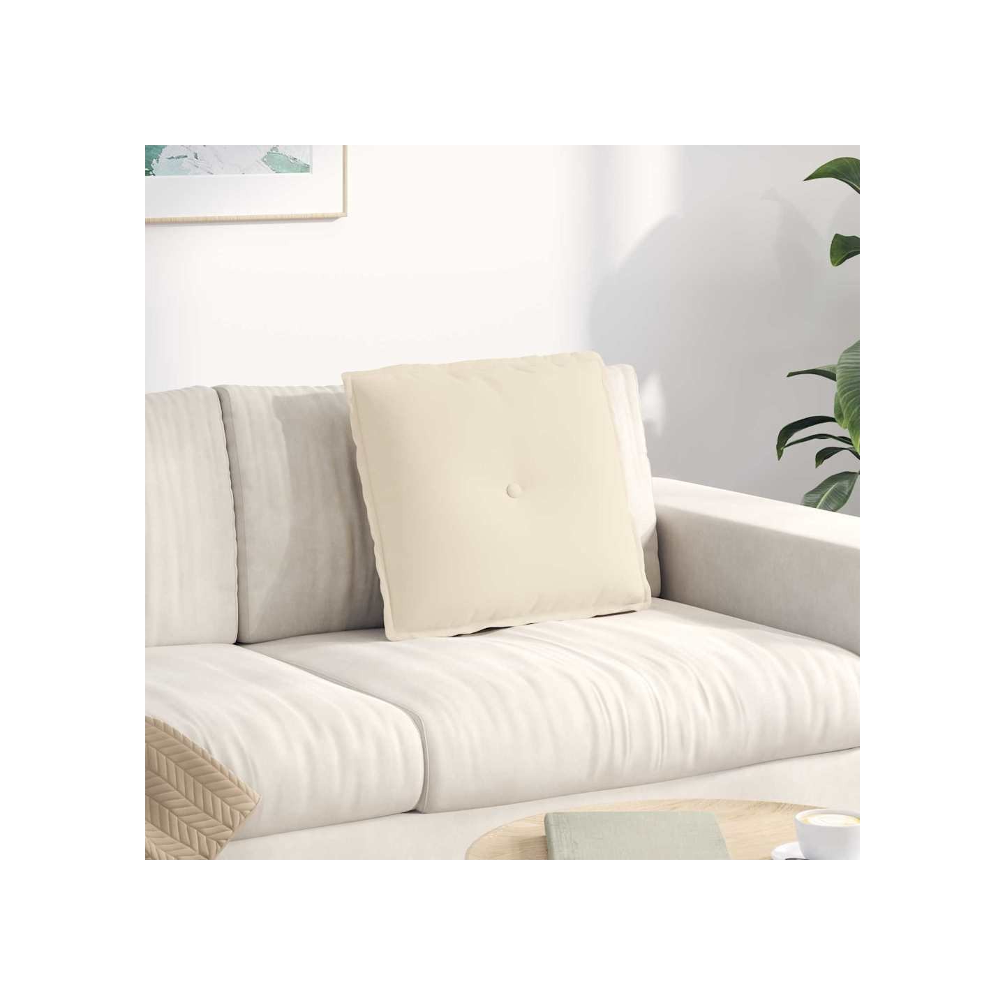 Coussin de Dos Beige 50 x 45 x 19 cm Tissu en microfibre