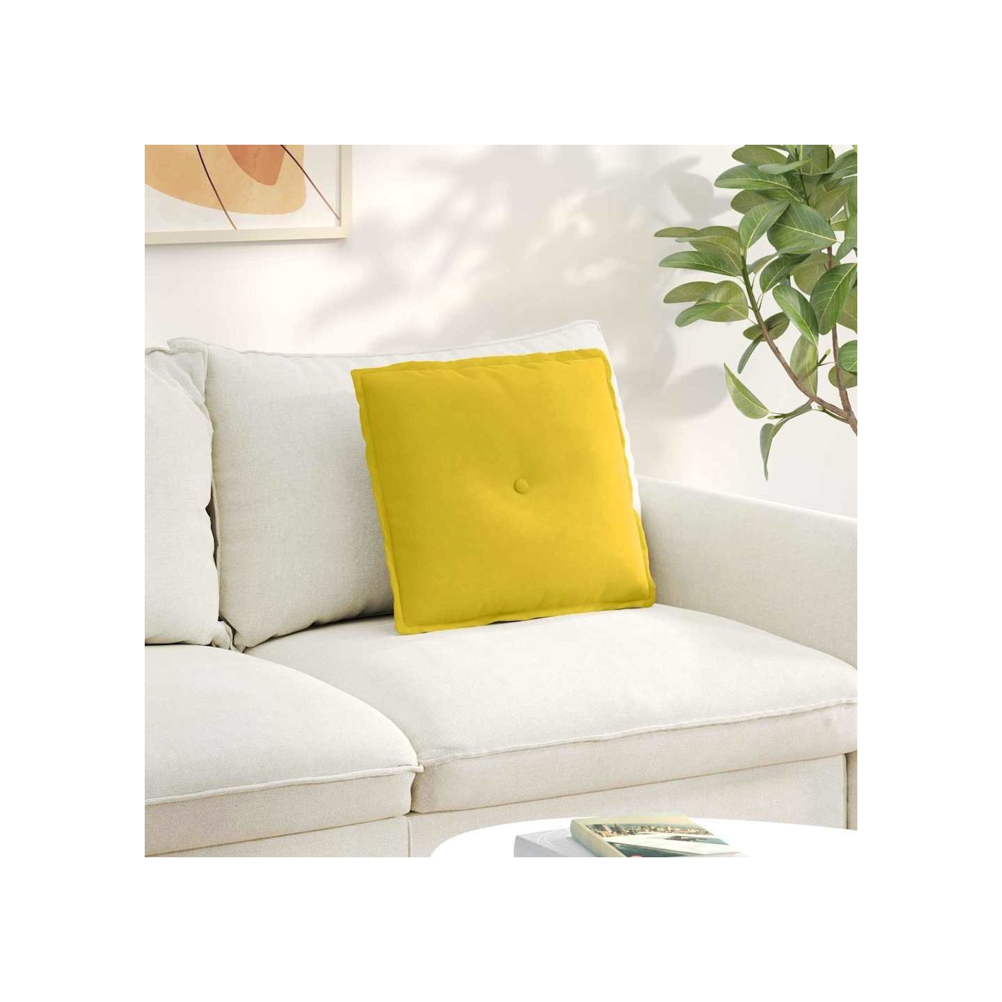 Coussin de Dos Jaune 50 x 45 x 19 cm Tissu en velours côtelé