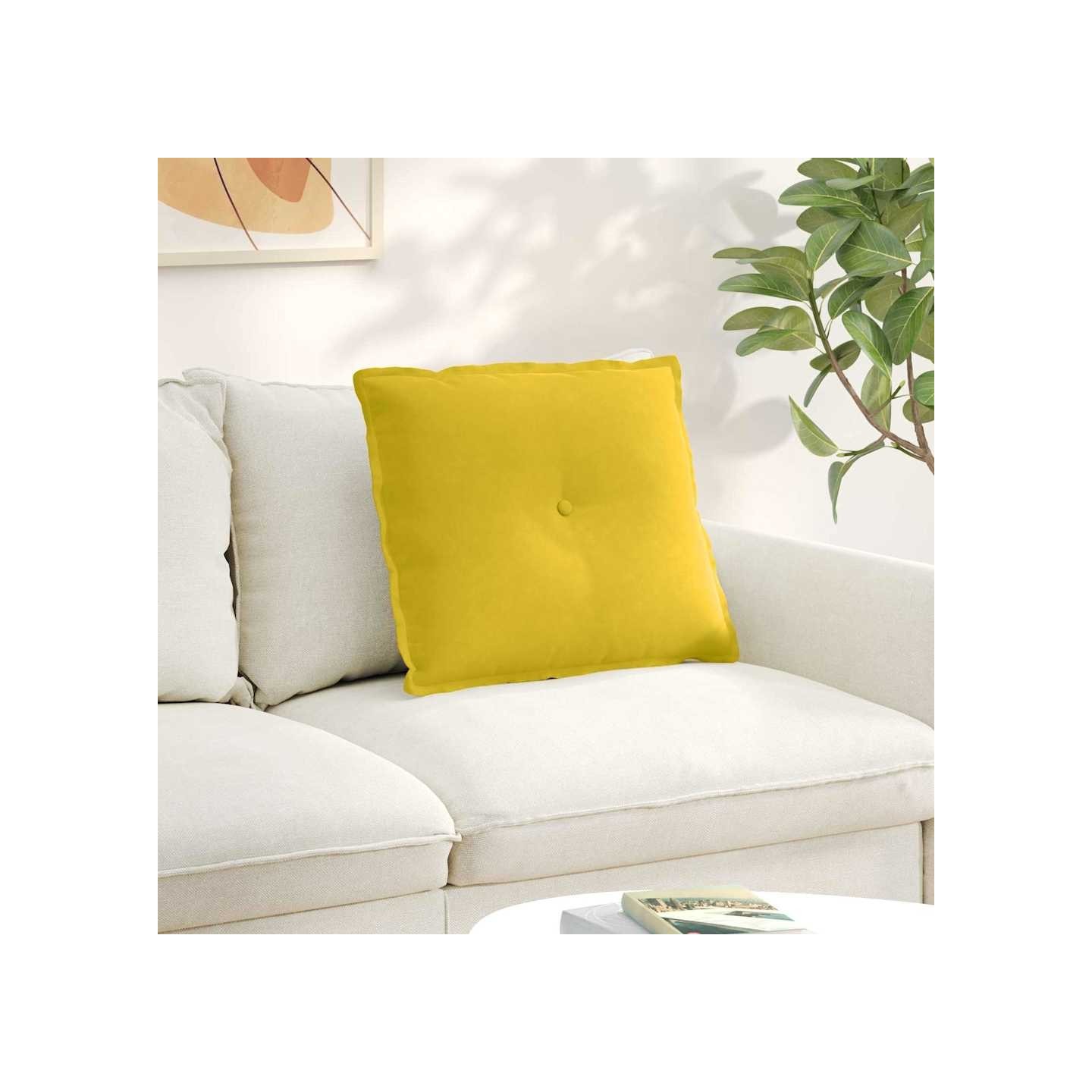 Coussin de Dos Jaune 60 x 50 x 19 cm Tissu en velours côtelé