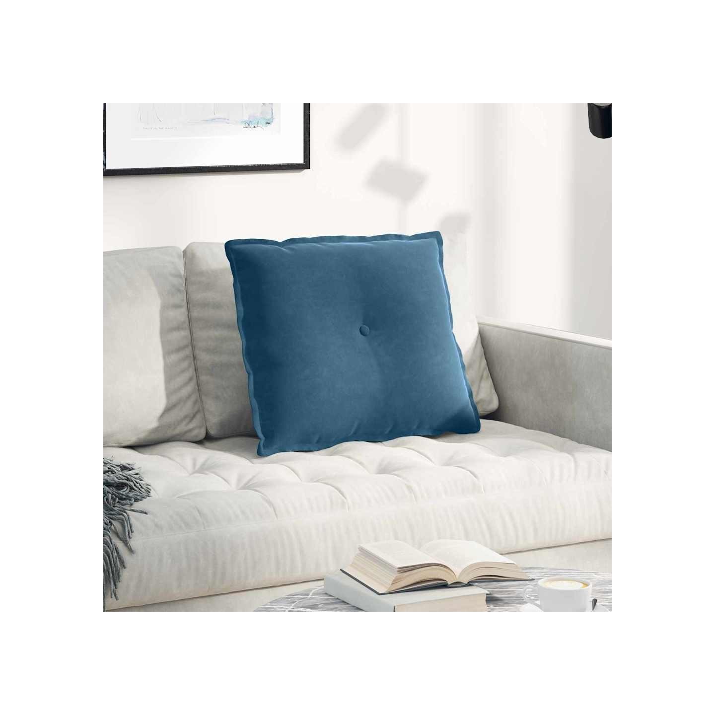 Coussin de Dos Bleu 60 x 50 x 19 cm Tissu en velours côtelé