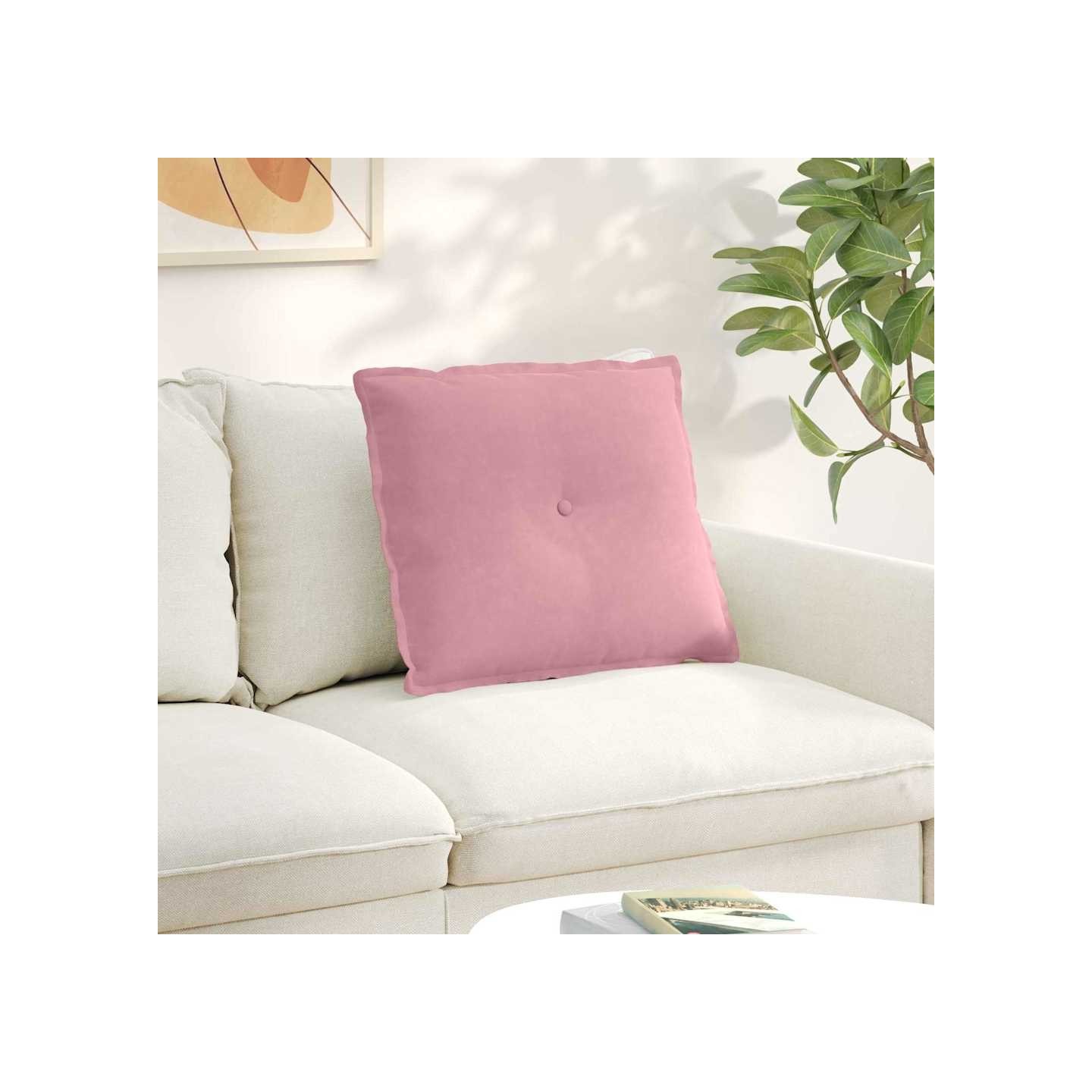 Coussin de Dos Rose 60 x 50 x 19 cm Tissu en velours côtelé