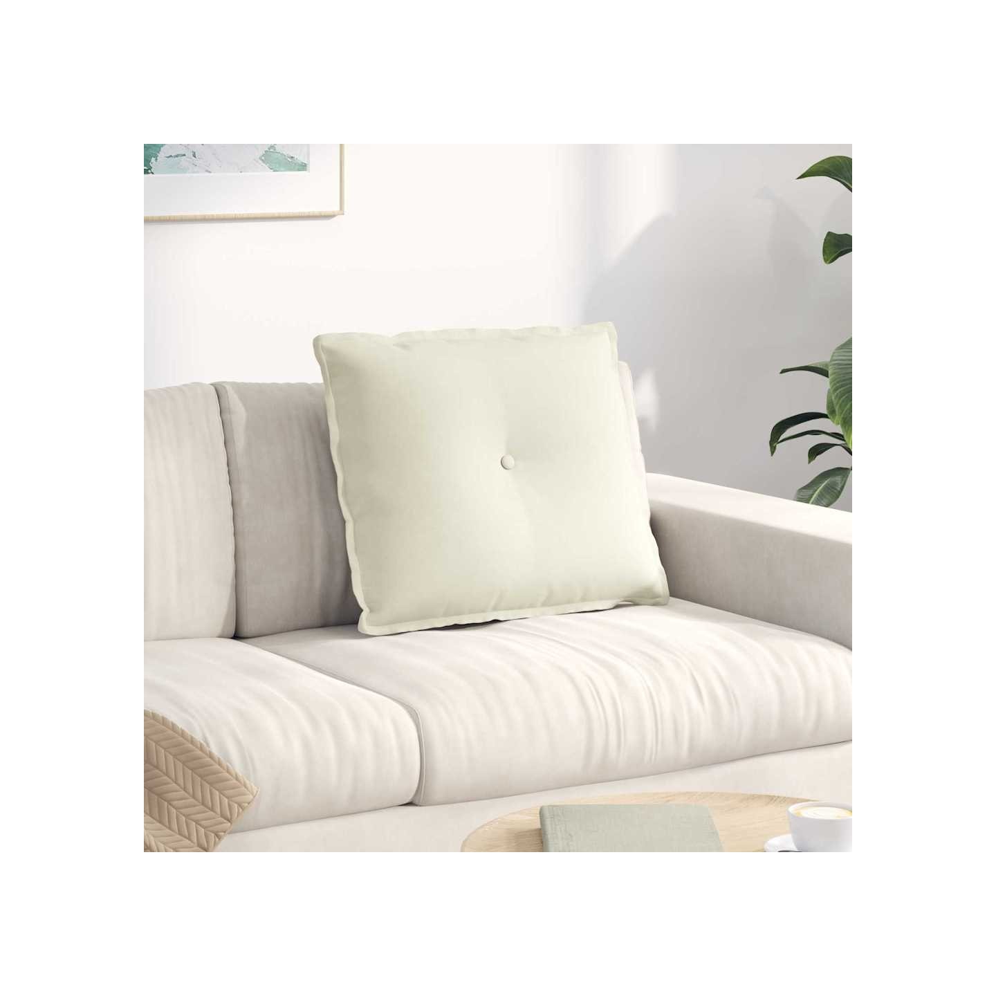 Coussin de Dos Crème 60 x 50 x 19 cm Tissu en velours côtelé