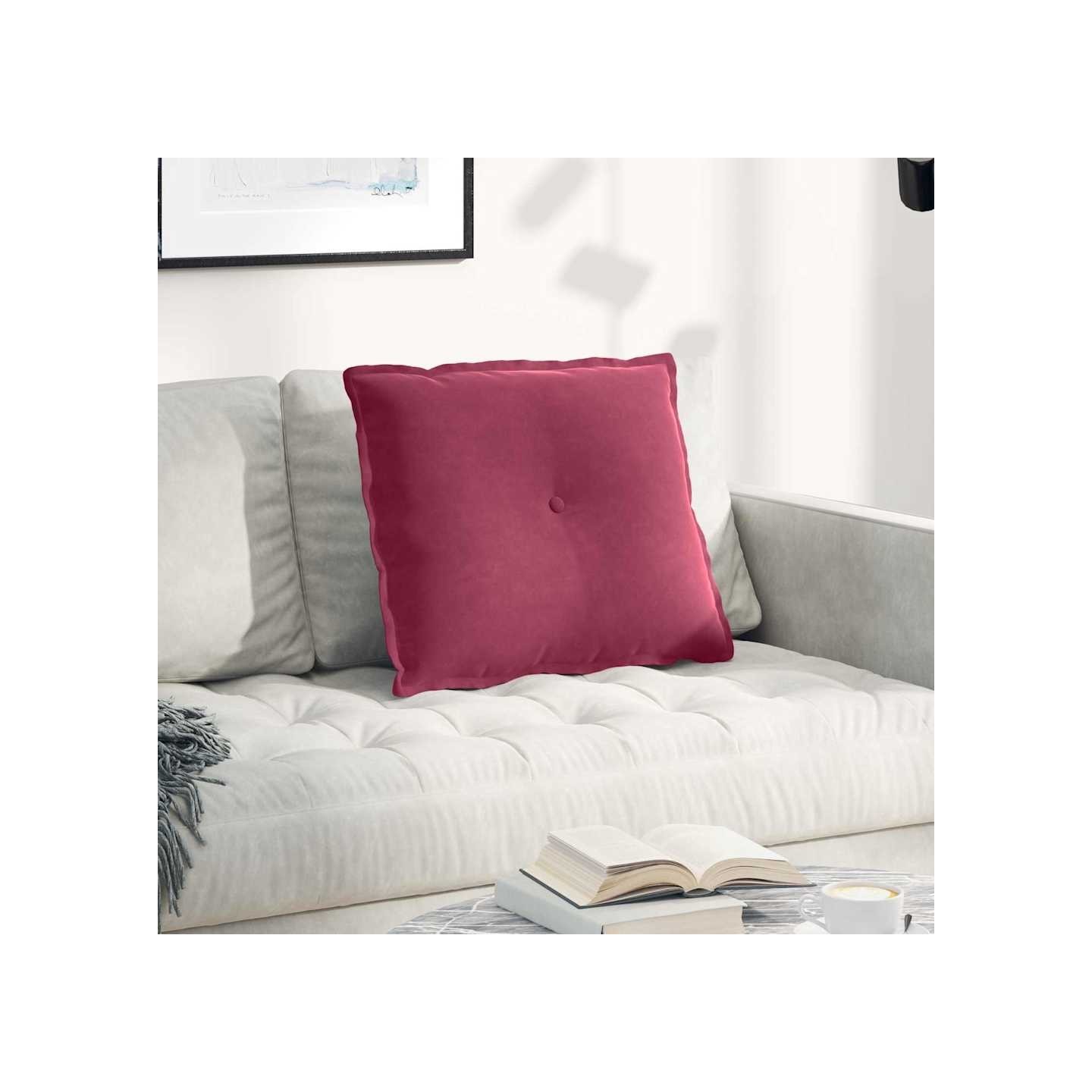 Coussin de Dos Bordeaux 60 x 50 x 19 cm Tissu en velours côtelé