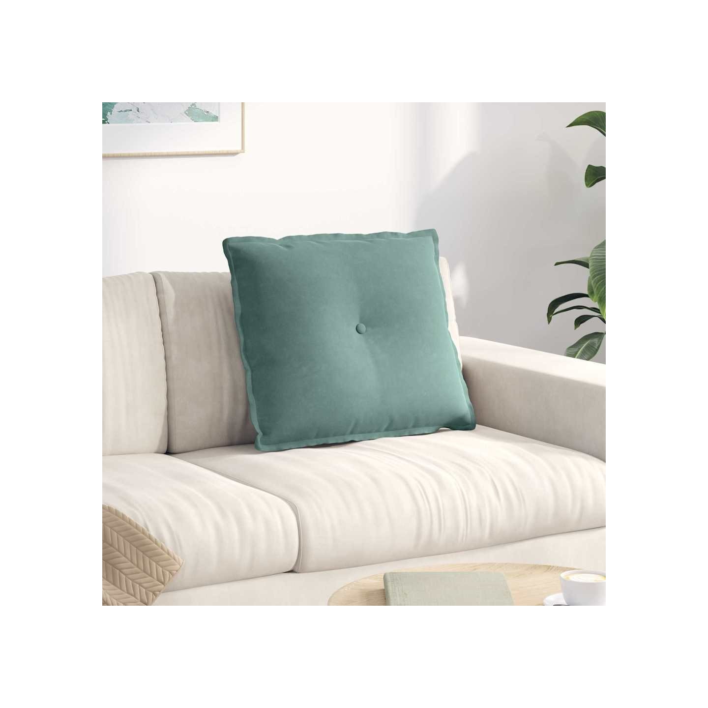 Coussin de Dos Vert Mer 60 x 50 x 19 cm Tissu en velours côtelé