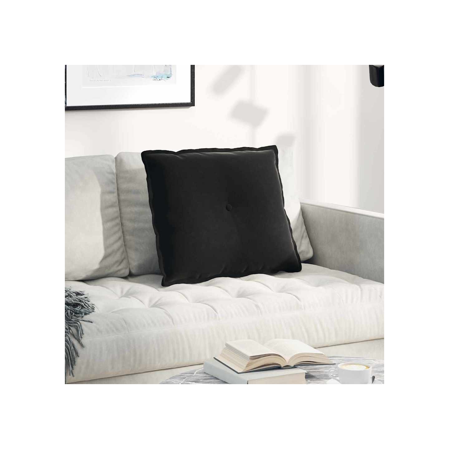 Coussin de Dos Noir 60 x 50 x 19 cm Tissu en velours côtelé