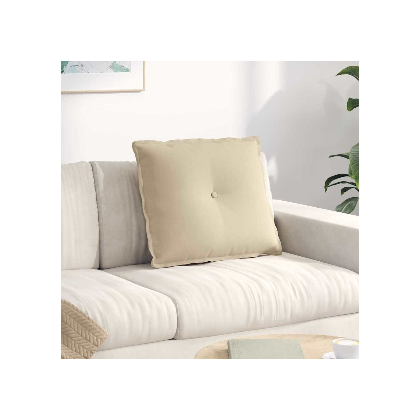 Coussin de Dos Crème 60 x 50 x 19 cm Tissu en microfibre
