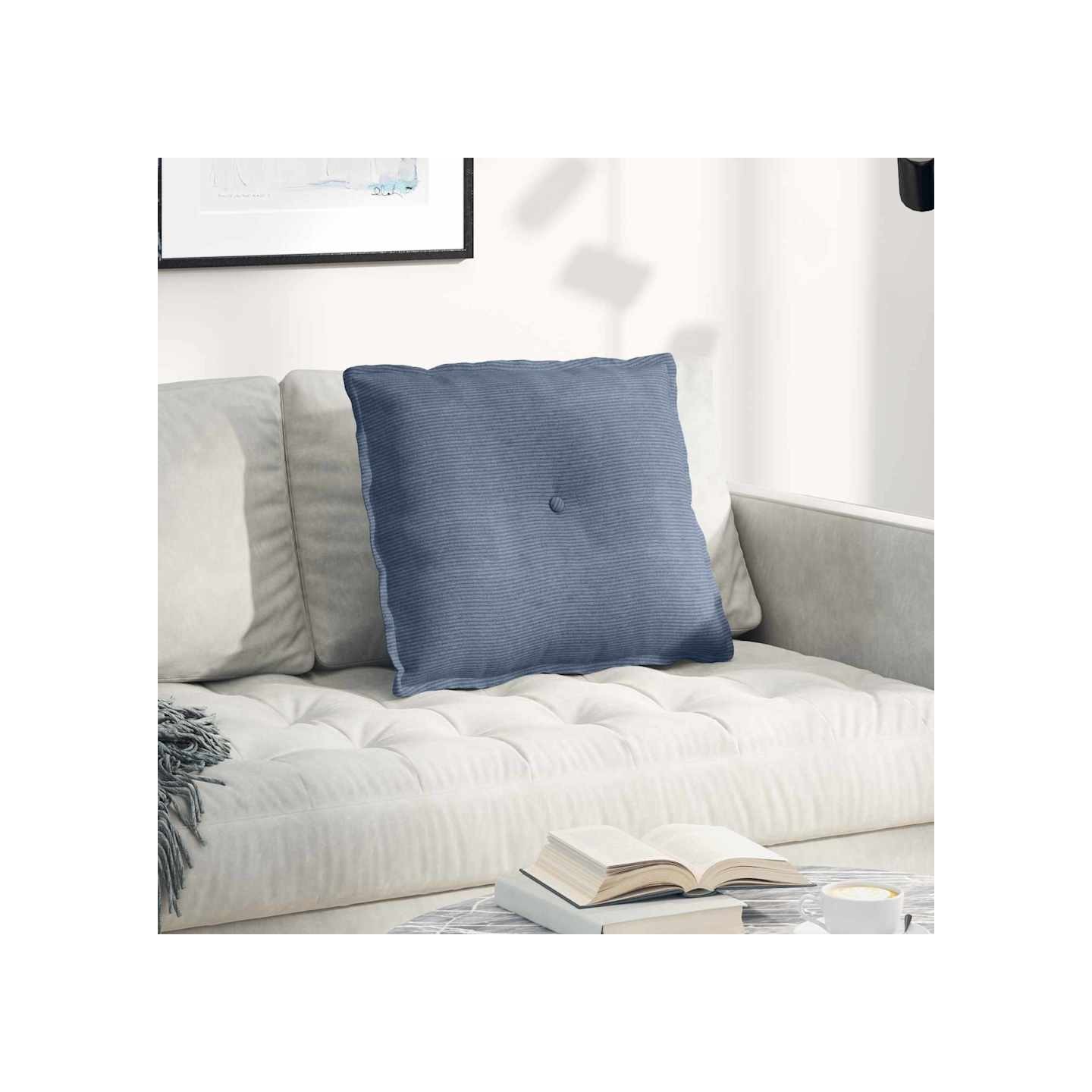 Coussin de Dos Bleu 60 x 50 x 19 cm Tissu en velours côtelé