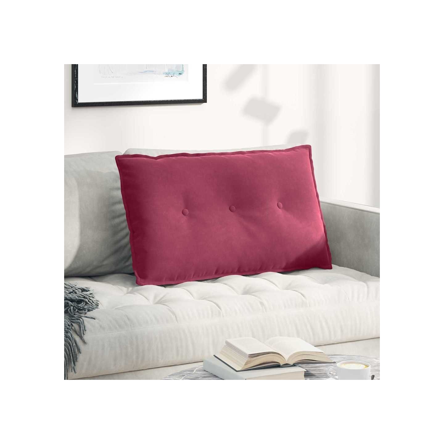 Coussin de Dos Bordeaux 80 x 50 x 19 cm Tissu en velours côtelé