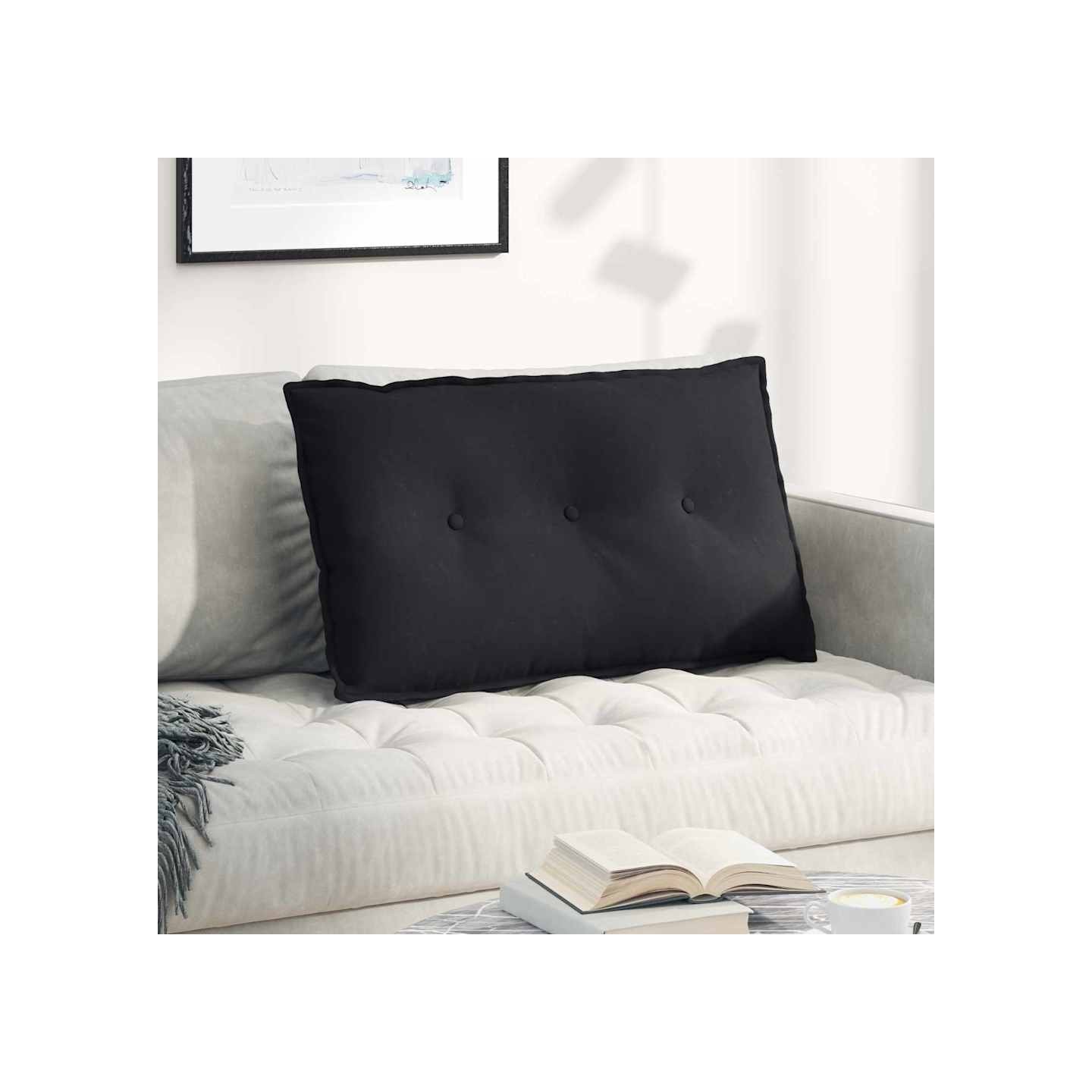 Coussin de Dos Noir 80 x 50 x 19 cm Tissu en microfibre