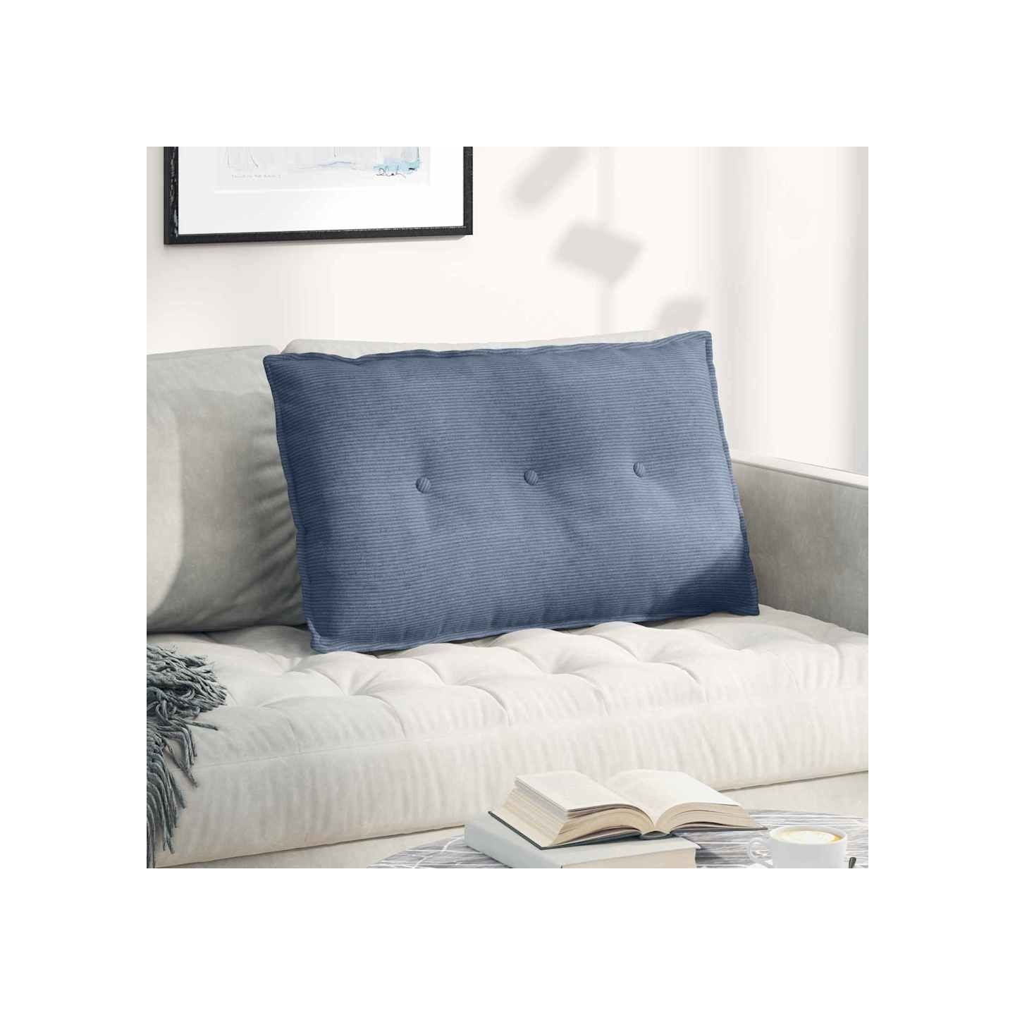 Coussin de Dos Bleu 80 x 50 x 19 cm Tissu en velours côtelé
