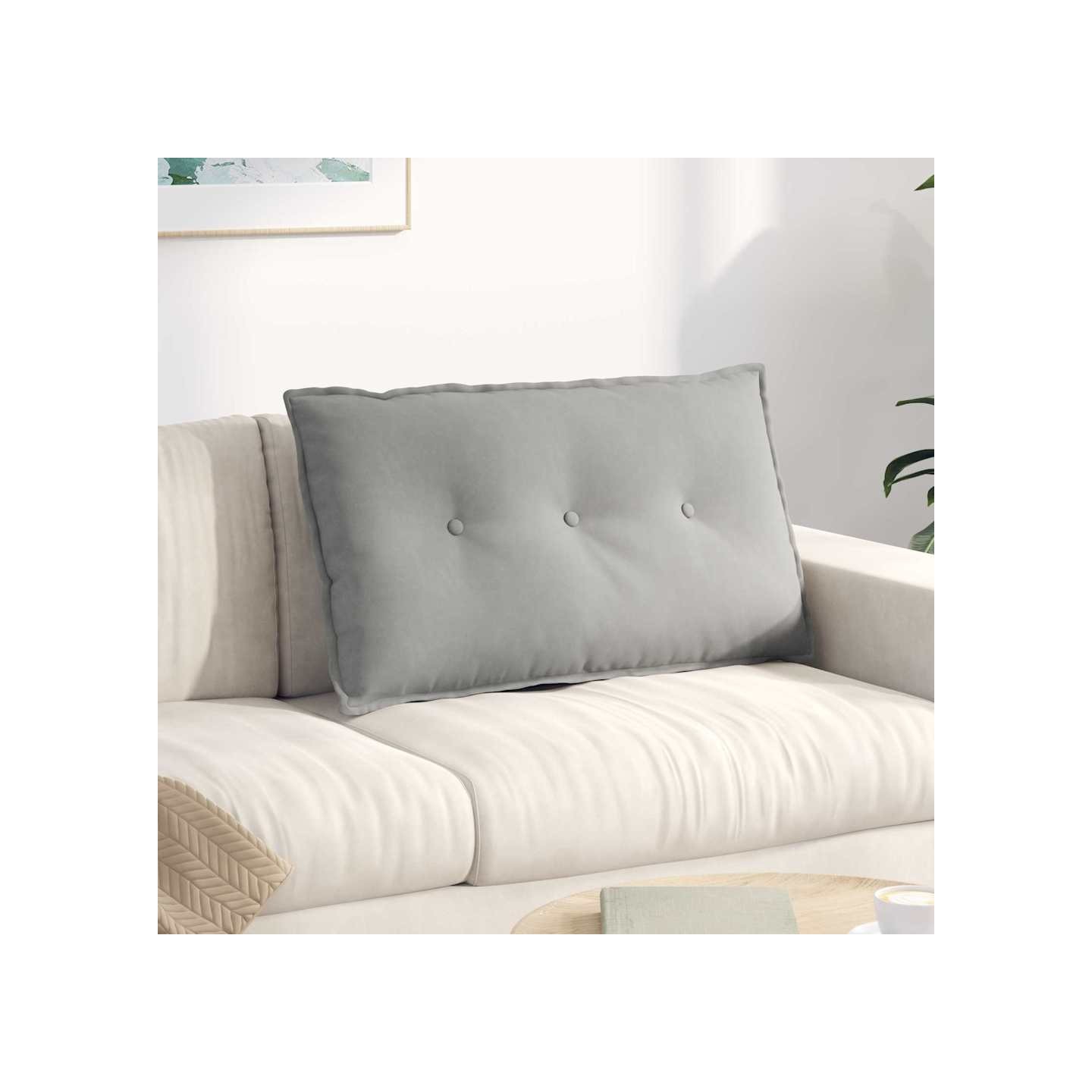 Coussin de Dos Gris clair 80 x 50 x 19 cm Tissu en microfibre