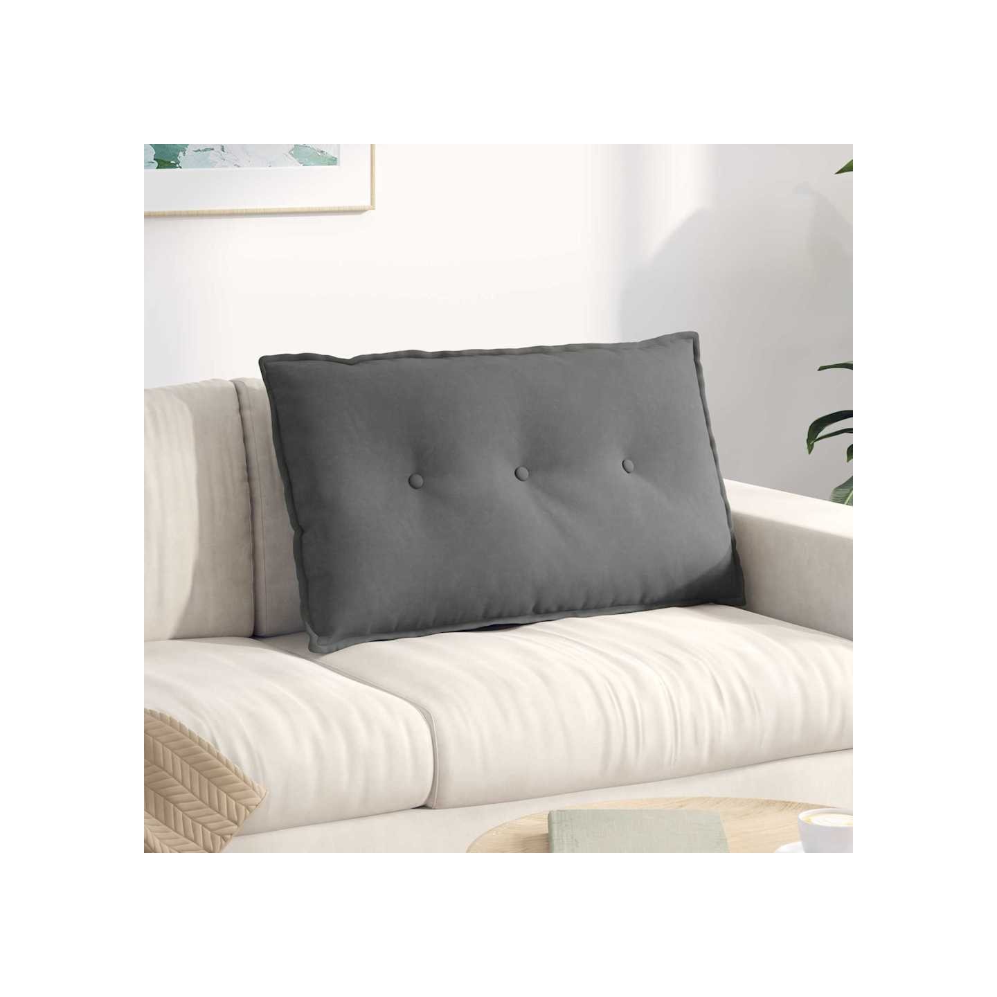 Coussin de Dos Gris foncé 80 x 50 x 19 cm Tissu en microfibre