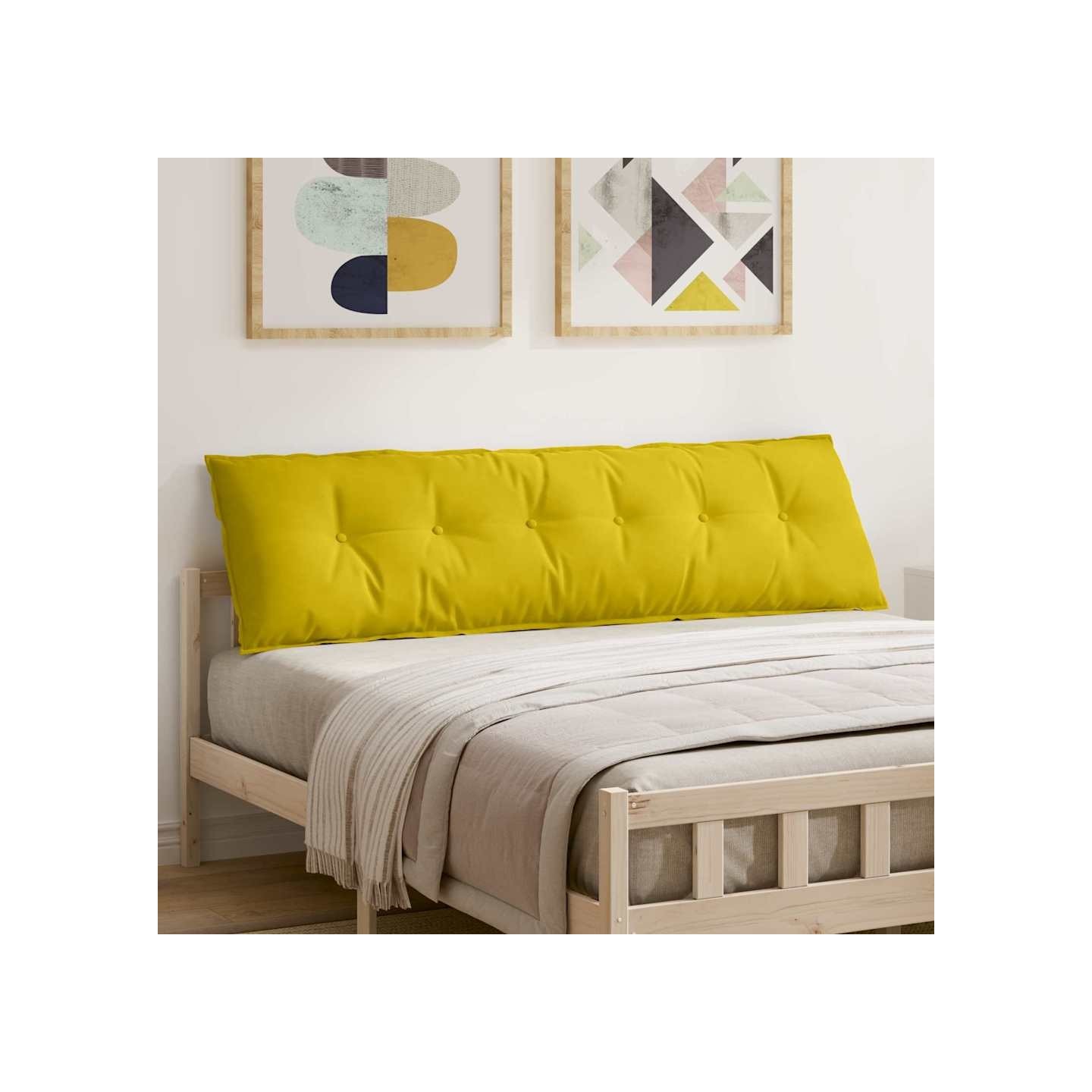 Coussin de Dos Jaune 180 x 50 x 19 cm Tissu en velours côtelé