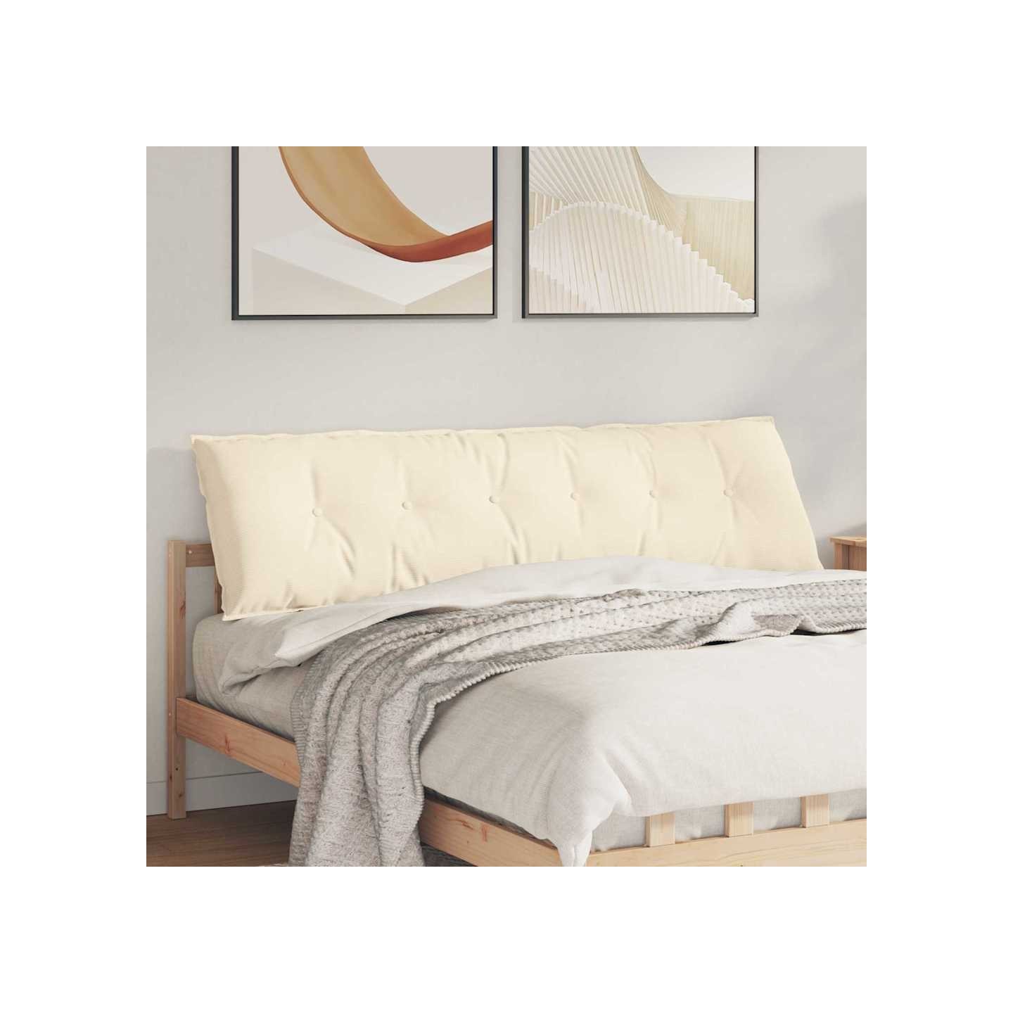 Coussin de Dos Crème 180 x 50 x 19 cm Tissu en velours côtelé