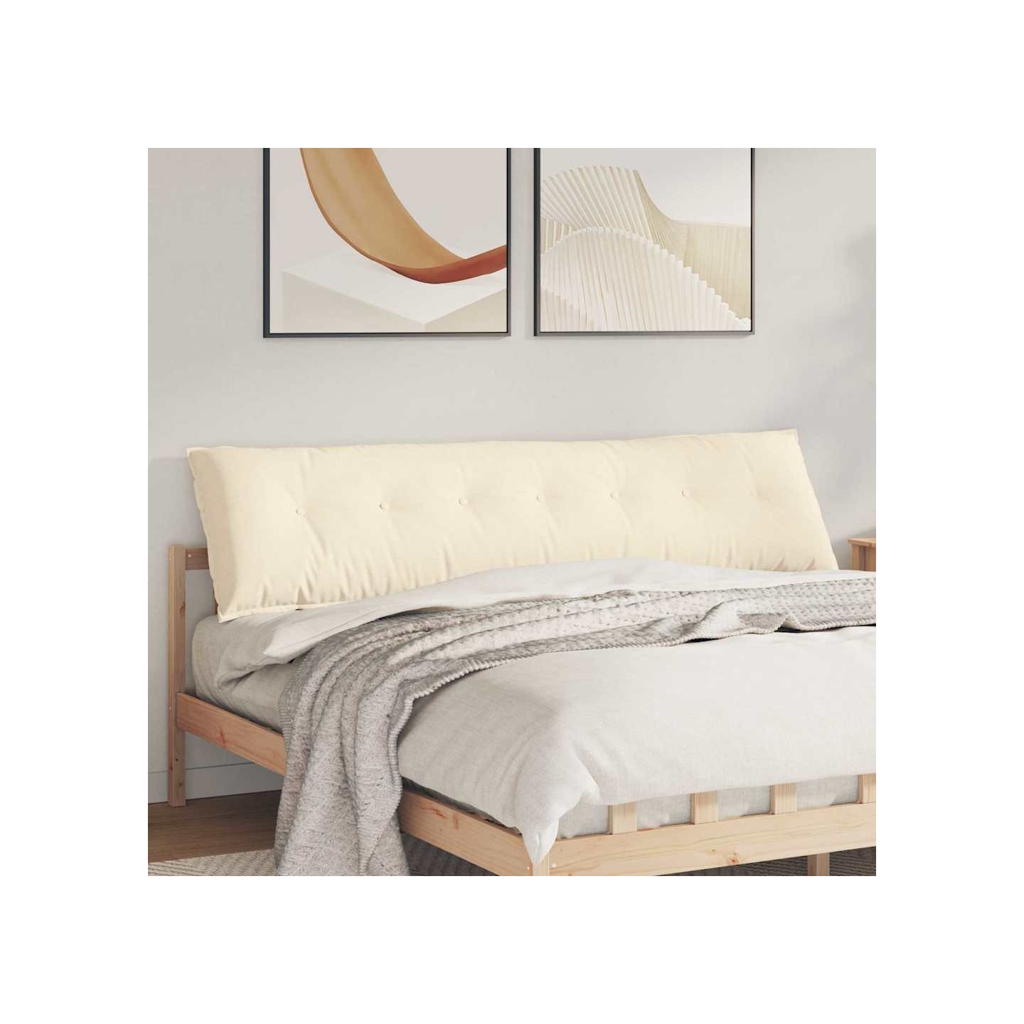 Coussin de Dos Crème 200 x 50 x 19 cm Tissu en velours côtelé