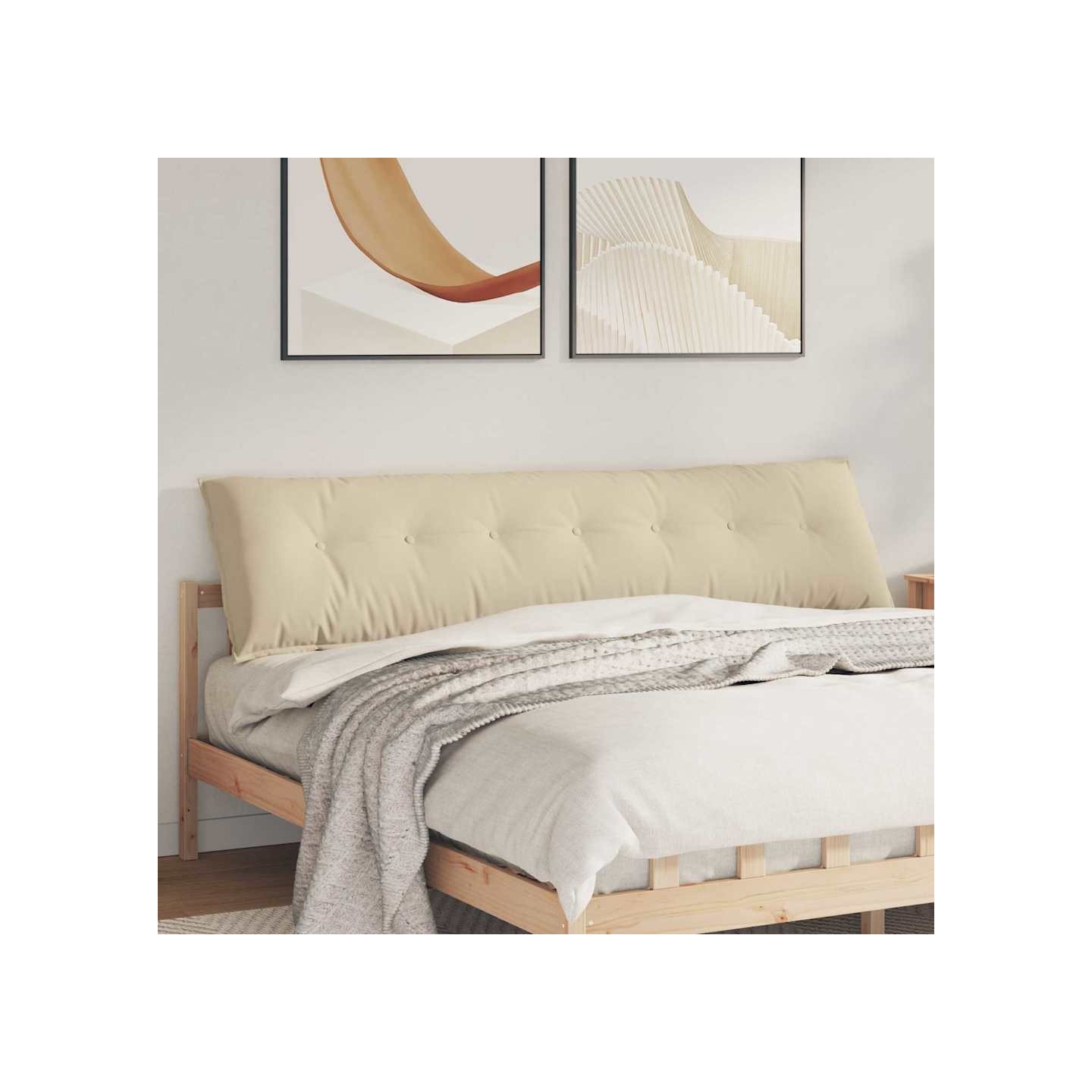 Coussin de Dos Crème 200 x 50 x 19 cm Tissu en microfibre