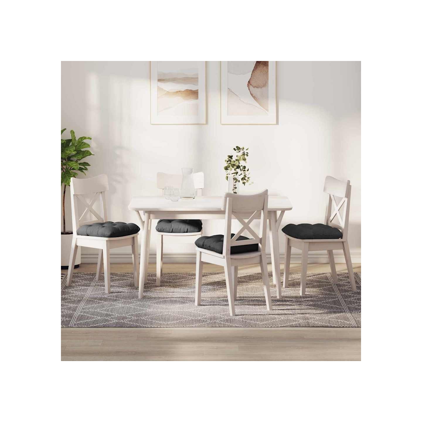 Coussins de siège 4 pc Tissu en velours côtelé Gris foncé