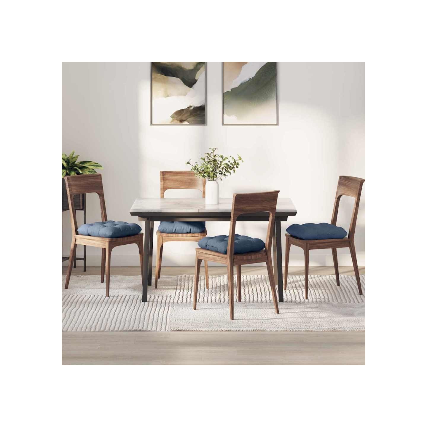 Coussins de siège 4 pc Tissu en velours côtelé Bleu 40 x 40 cm