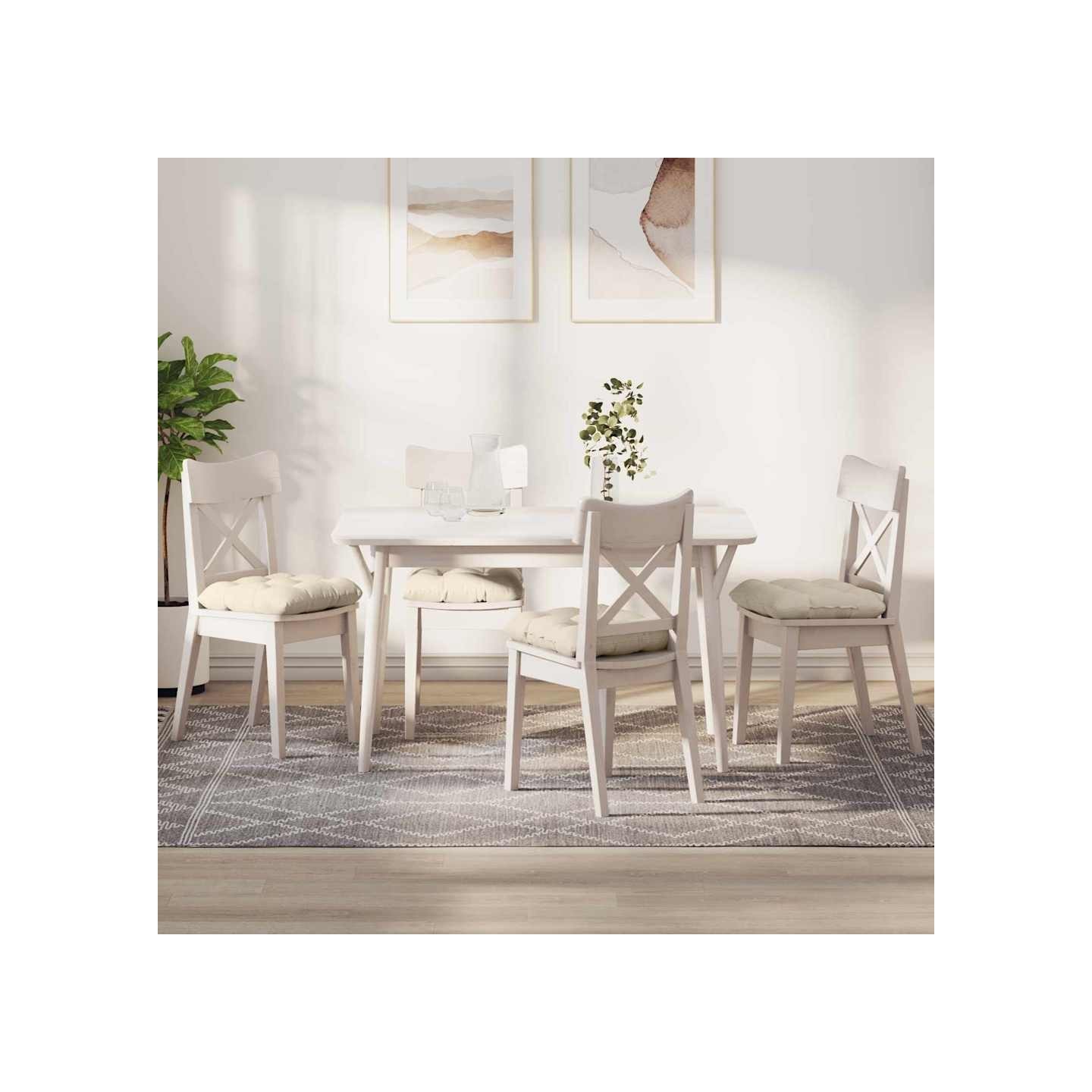 Coussins de siège 4 pc Tissu en velours côtelé Crème 45 x 45 cm