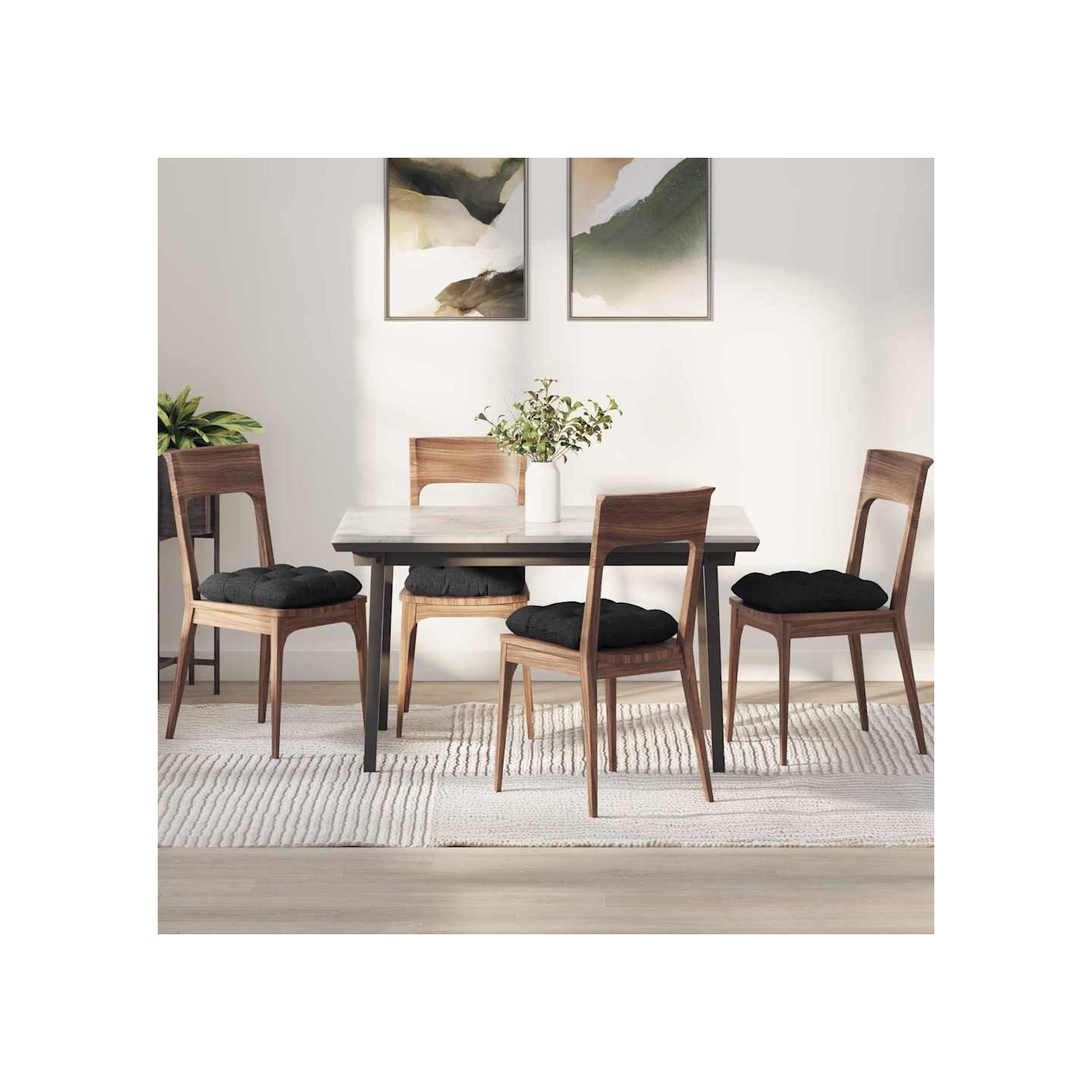 Coussins de siège 4 pc Tissu Noir 45 x 45 x 12 cm