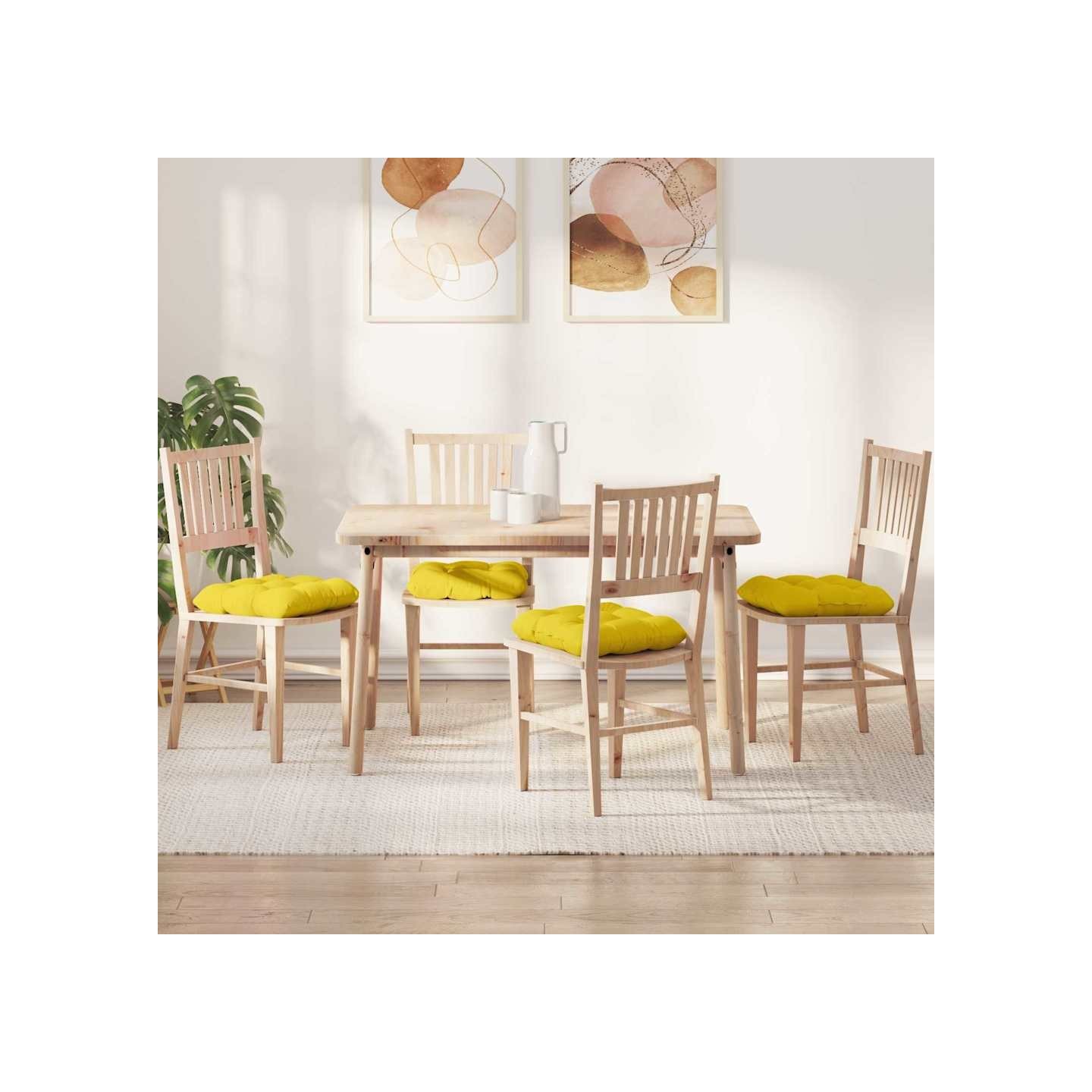 Coussins de siège 4 pc Tissu Jaune clair 45 x 45 x 12 cm