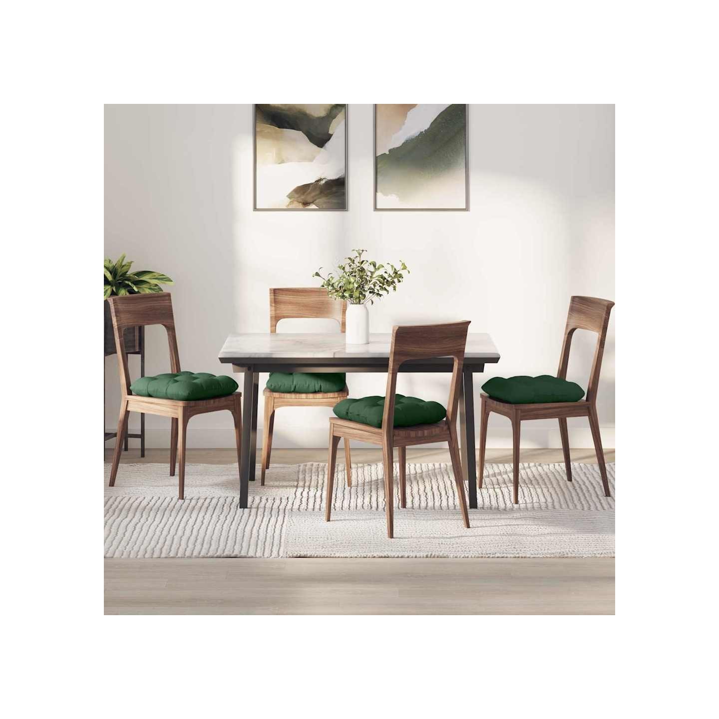 Coussins de siège 4 pc Tissu en velours côtelé Vert foncé